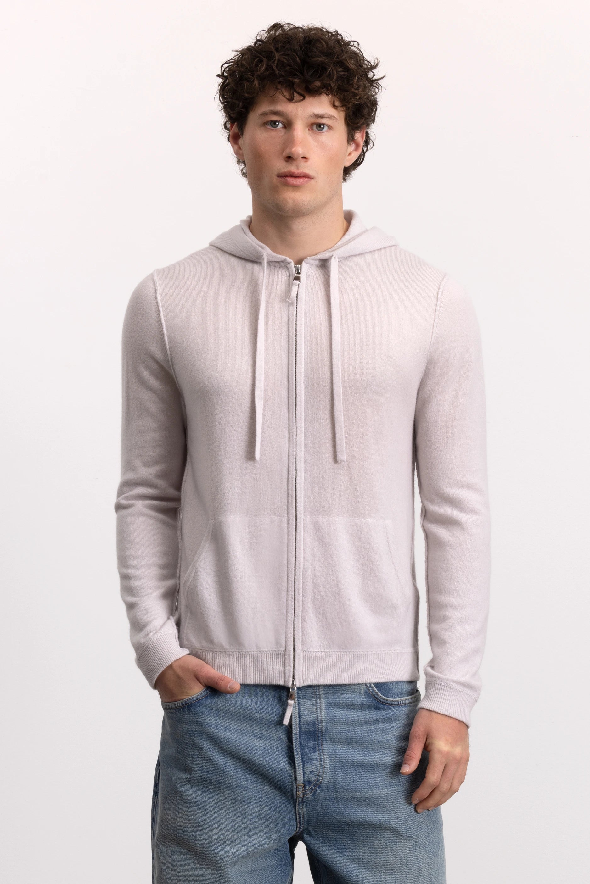262-37010-80_5 - Allude - 30% Cashmere 70% Wolle Grau Herren Kapuze Langarm SAPG::262-37010 Spring/Summer 2026 Strickjacke Wolle