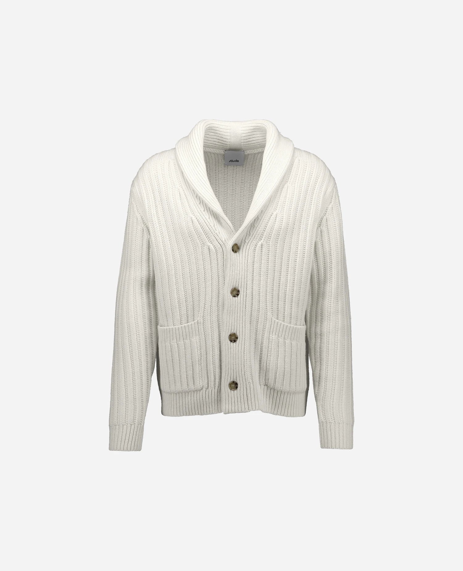 262-37030-40_1 - Allude - 30% Cashmere 70% Wolle Active Herren Langarm NEW SAPG::262-37030 Schalkragen Spring/Summer 2026 Strickjacke Weiß Wolle