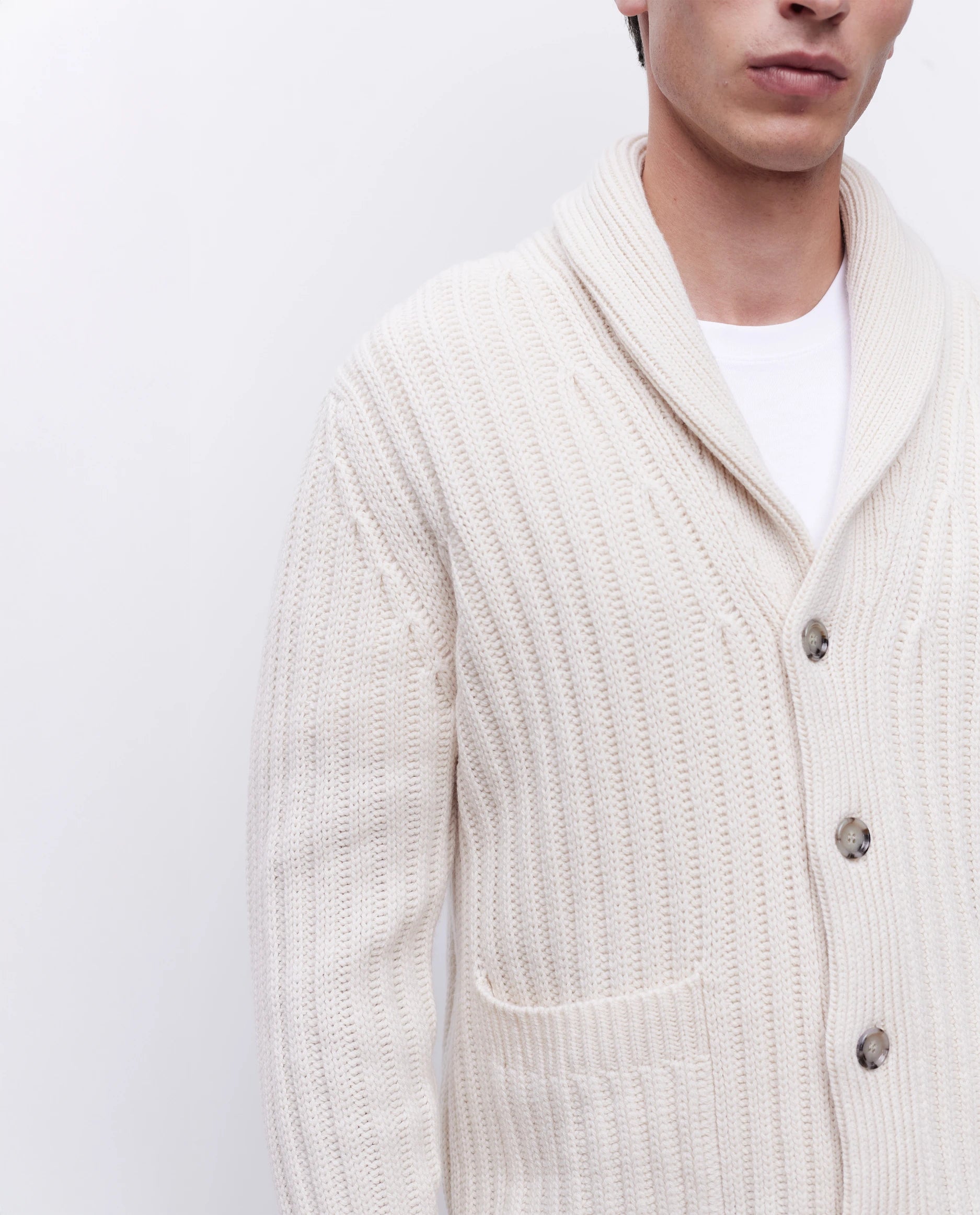 262-37030-41_3507 - Allude - 30% Cashmere 70% Wolle Active Creme Herren Langarm NEW SAPG::262-37030 Schalkragen Spring/Summer 2026 Strickjacke Wolle