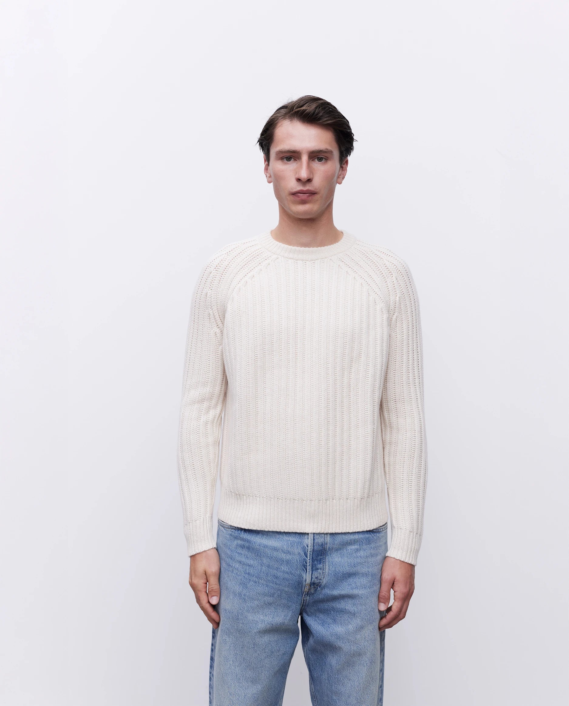 262-37031-41_3477 - Allude - 30% Cashmere 70% Wolle Active Creme Herren Langarm NEW Pullover Rundhals SAPG::262-37031 Spring/Summer 2026 Wolle