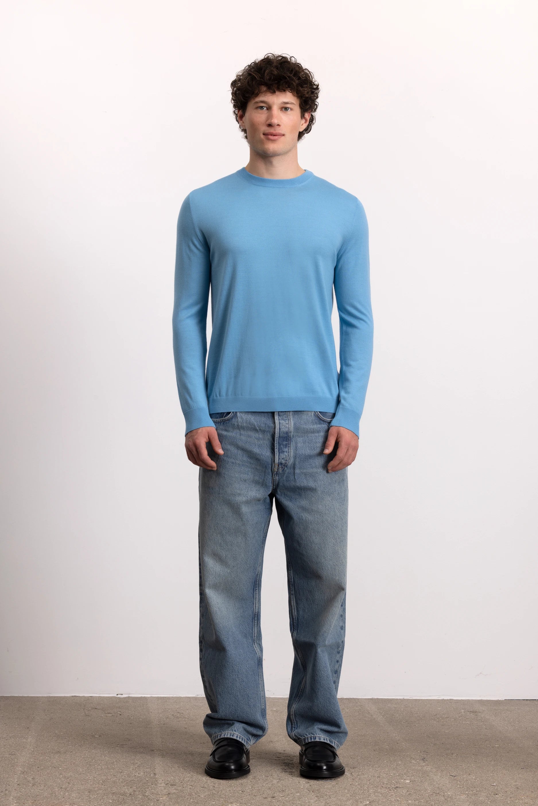 262-69401-416_5 - Allude - 100% Wolle (Merino) Active Blau Herren Langarm Pullover Rundhals SAPG::262-69401 Spring/Summer 2026 Wolle