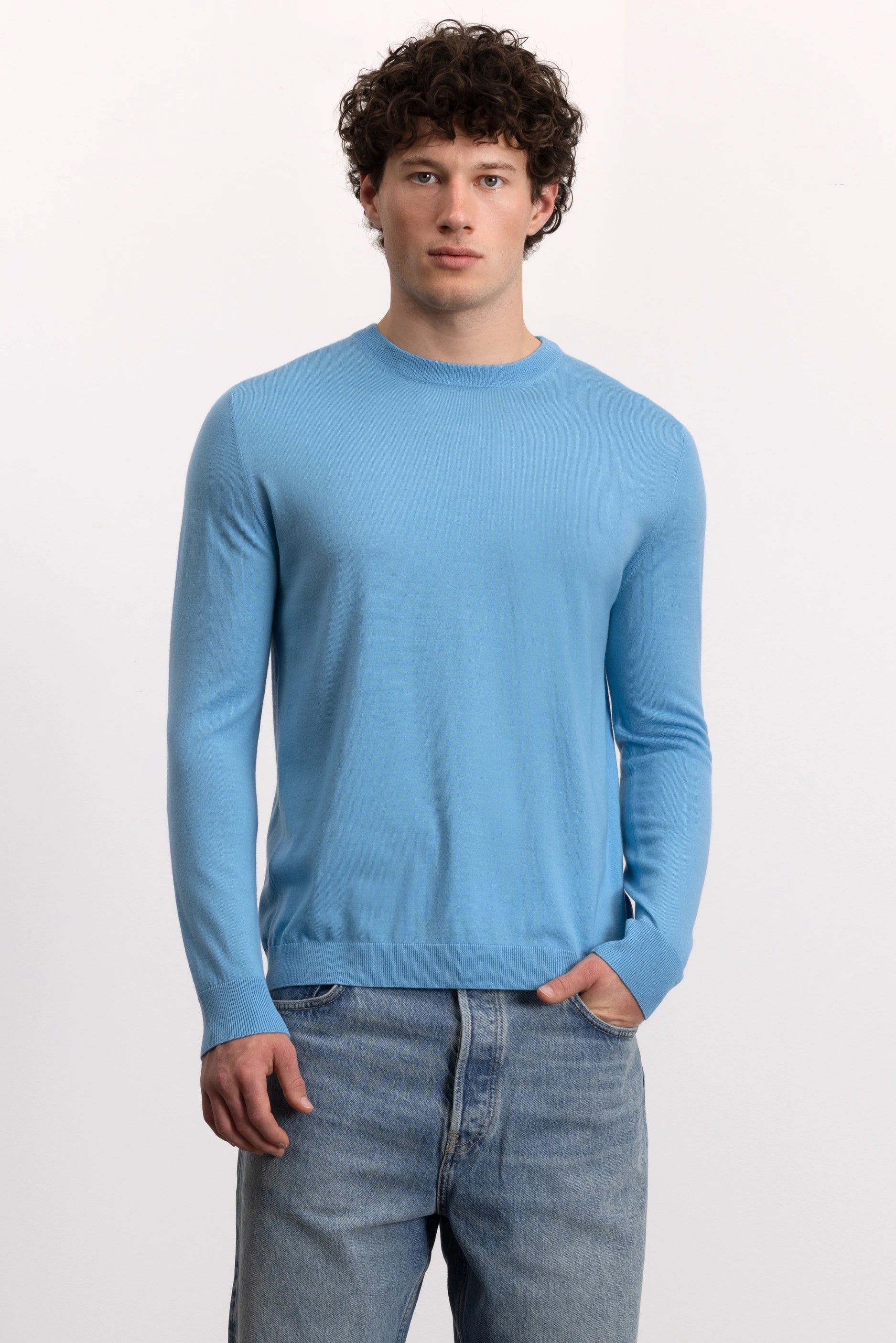 262-69401-416_6 - Allude - 100% Wolle (Merino) Active Blau Herren Langarm Pullover Rundhals SAPG::262-69401 Spring/Summer 2026 Wolle