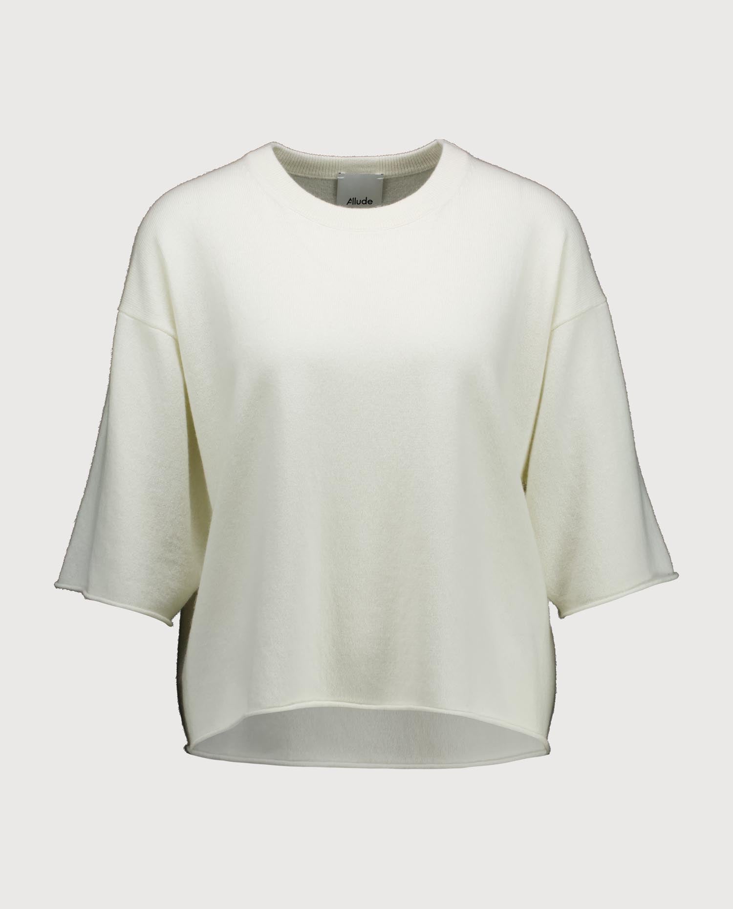263-20023-40_1 - Allude - 1/4 Arm 100% Cashmere Active Capsule Summer 2026 Cashmere Damen NEW Pullover Rundhals SAPG::263-20023 Spring/Summer 2026 Weiß