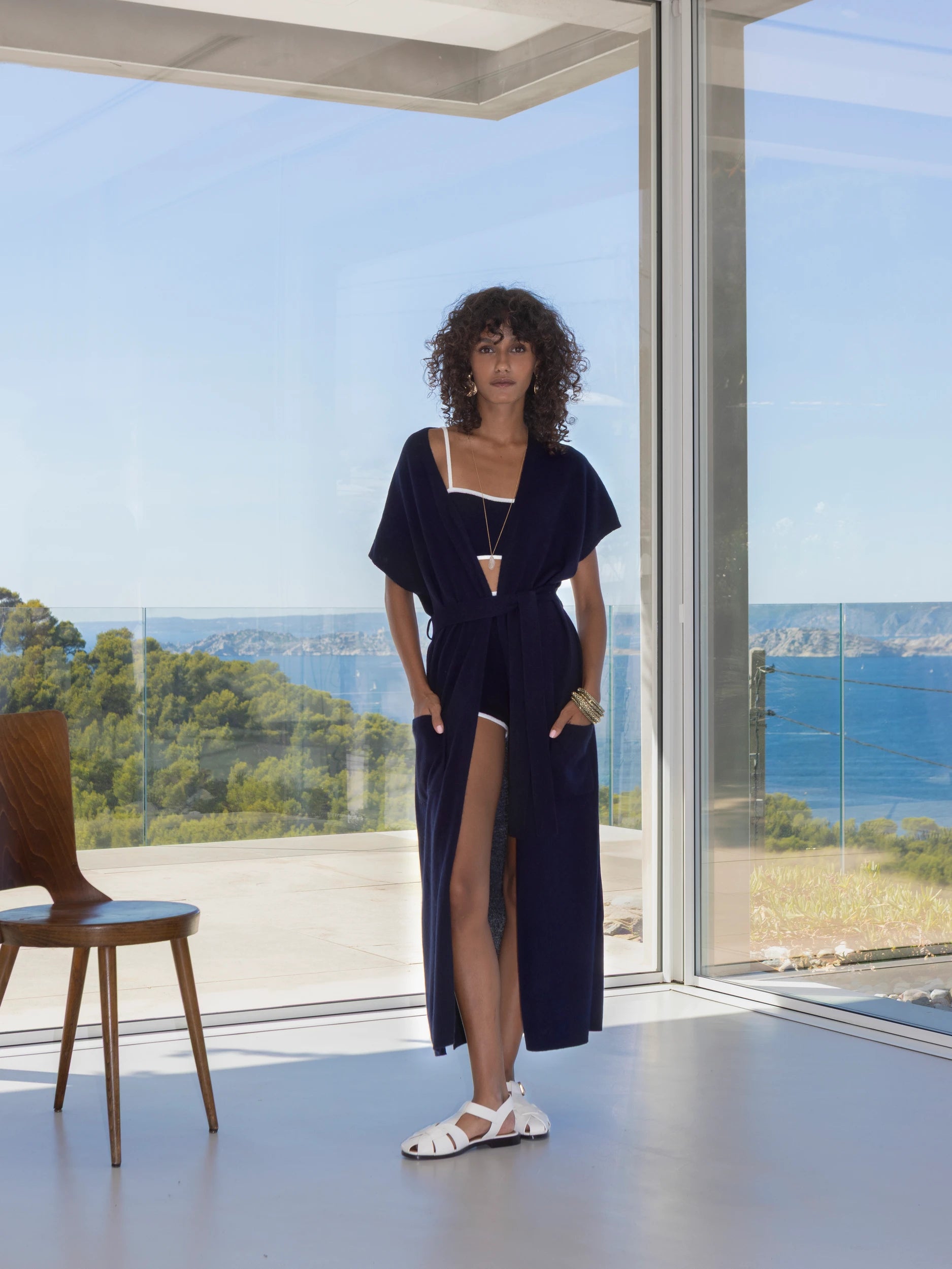 263-20040-14_2 - Allude - 1/8 Arm 100% Cashmere Active Capsule Summer 2026 Cashmere Damen Mantel Navy NEW offen SAPG::263-20040 Spring/Summer 2026