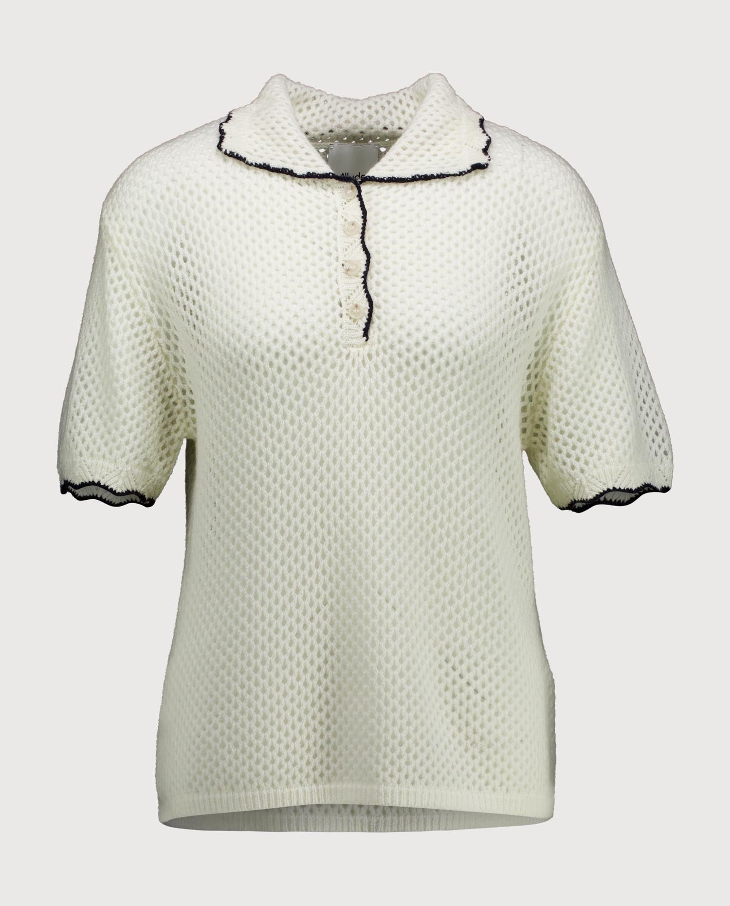 263-20622-4014_1 - Allude - 1/4 Arm 30% Cashmere 70% Wolle Active Capsule Summer 2026 Damen NEW Polo Pullover SAPG::263-20622 Spring/Summer 2026 Weiß Wolle