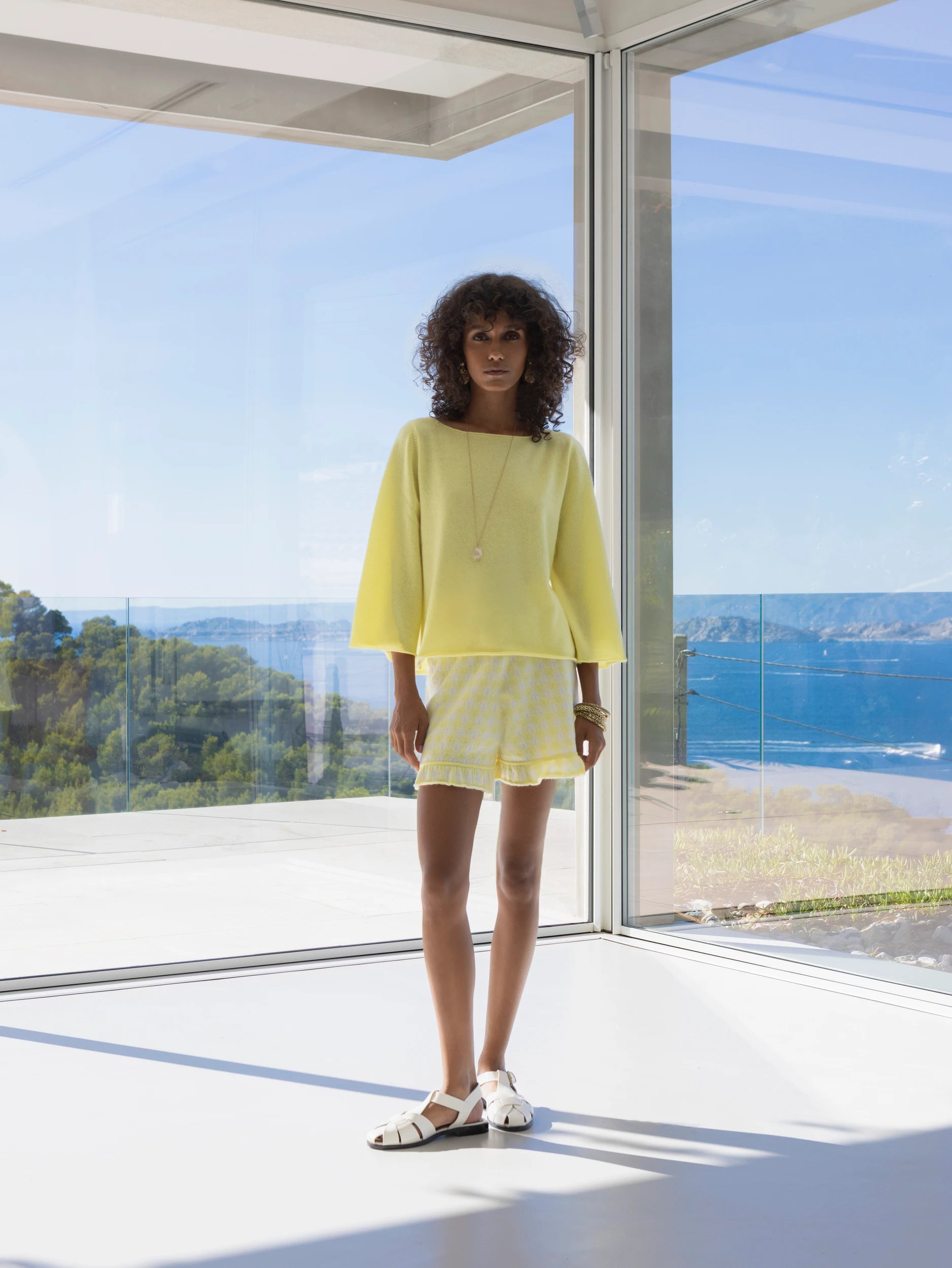 263_20021_20_20613_2040_4 - Allude - 30% Cashmere 70% Wolle Active Capsule Summer 2026 Damen Gelb kurze Hose NEW SAPG::263-20613 Spring/Summer 2026 Wolle