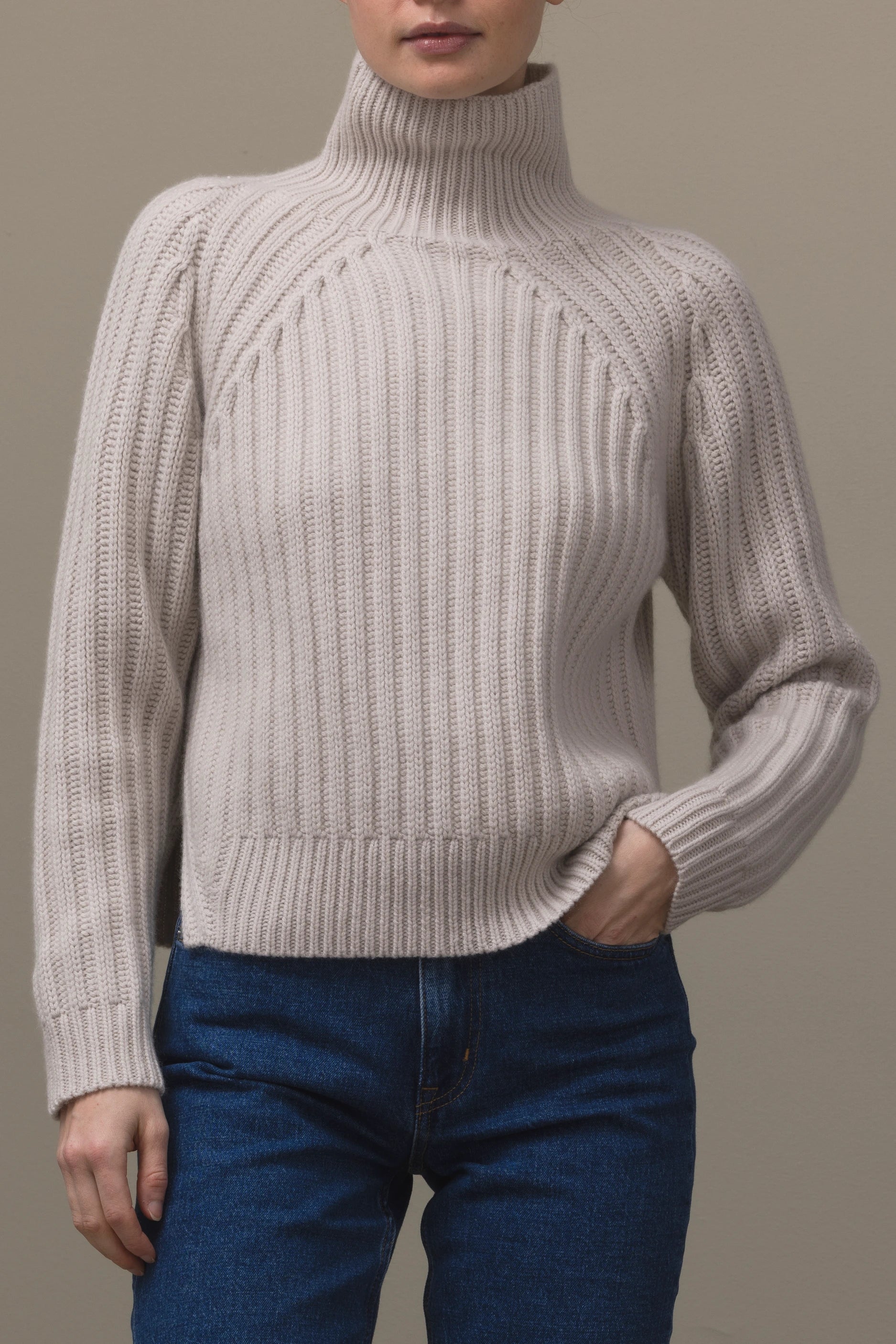 265-11123-43-S_2_3c26b640-bc0b-4a52-8760-a0e139598c23 - Allude - 100% Cashmere Active Beige Cashmere Damen Fall/Winter 2026/2027 Halbarm NEW Pullover SAPG::265-11123 Stehkragen