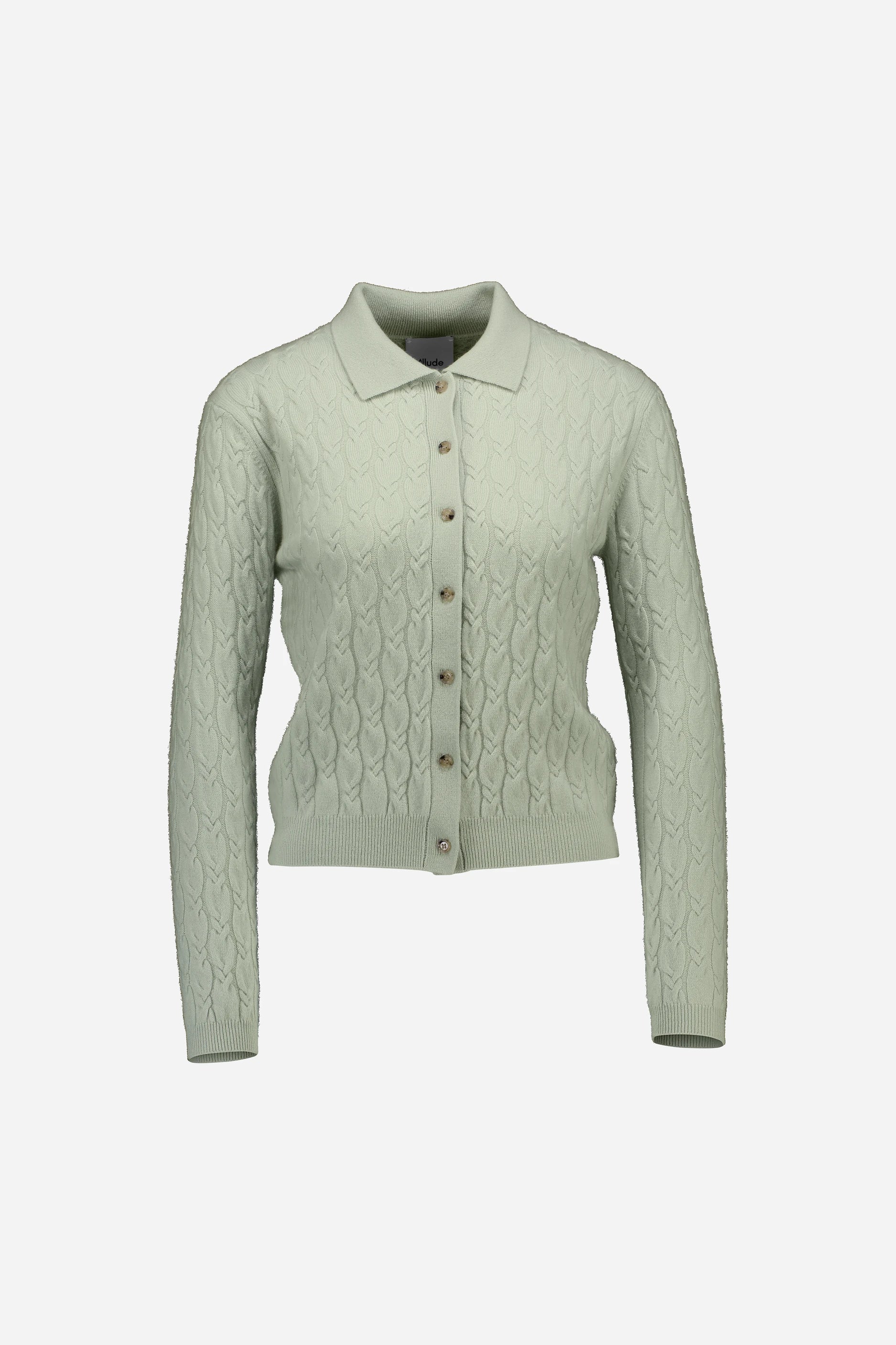 265-11140-30-S_1 - Allude - 100% Cashmere Active Cashmere Damen Fall/Winter 2026/2027 Grün Langarm NEW SAPG::265-11140 Strickjacke