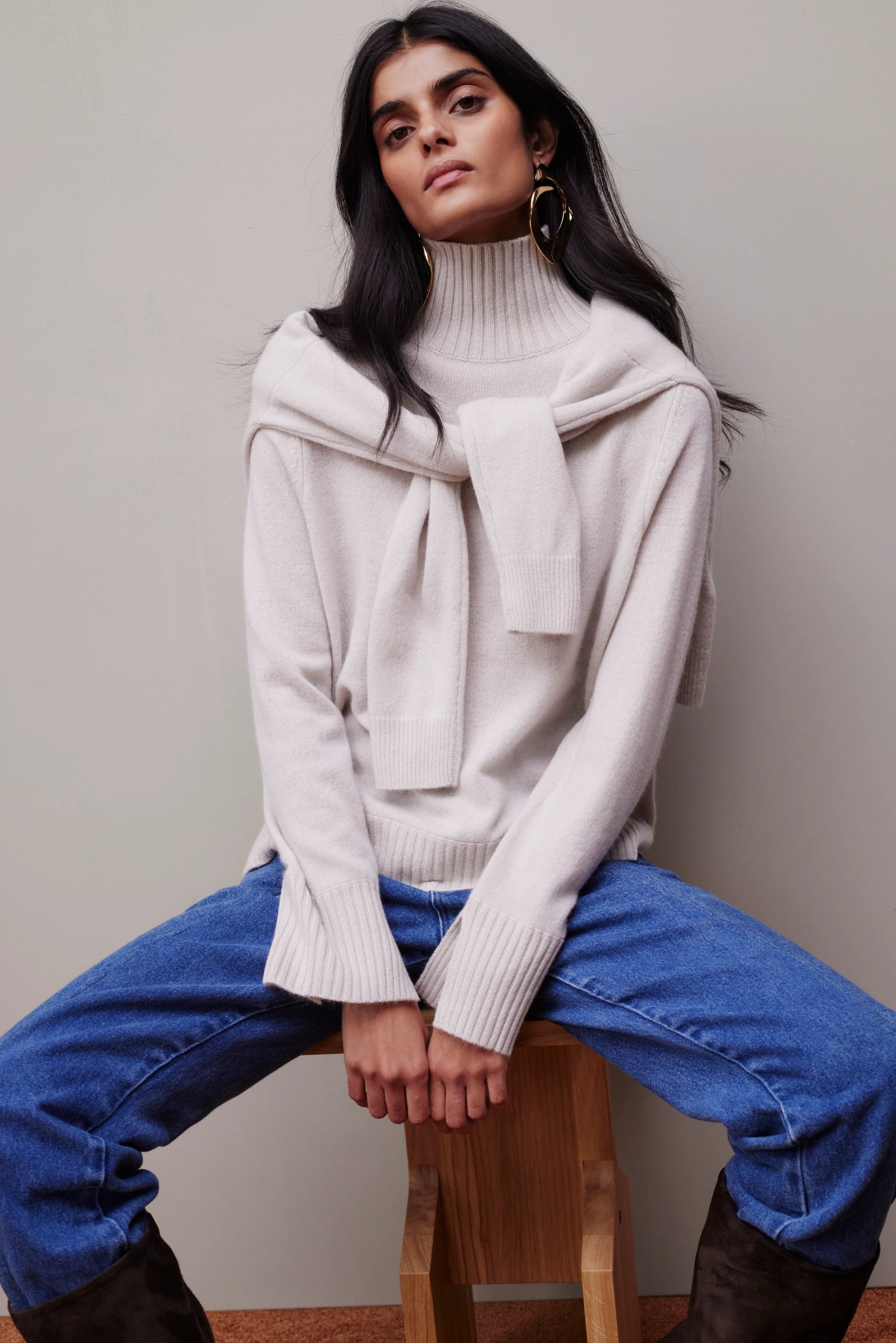 265-11173-43-S_9_8e54c5aa-bd22-497b-866f-f35327687e68 - Allude - 100% Cashmere Active Beige Cashmere Damen Fall/Winter 2026/2027 Halbarm NEW Pullover SAPG::265-11173 Stehkragen
