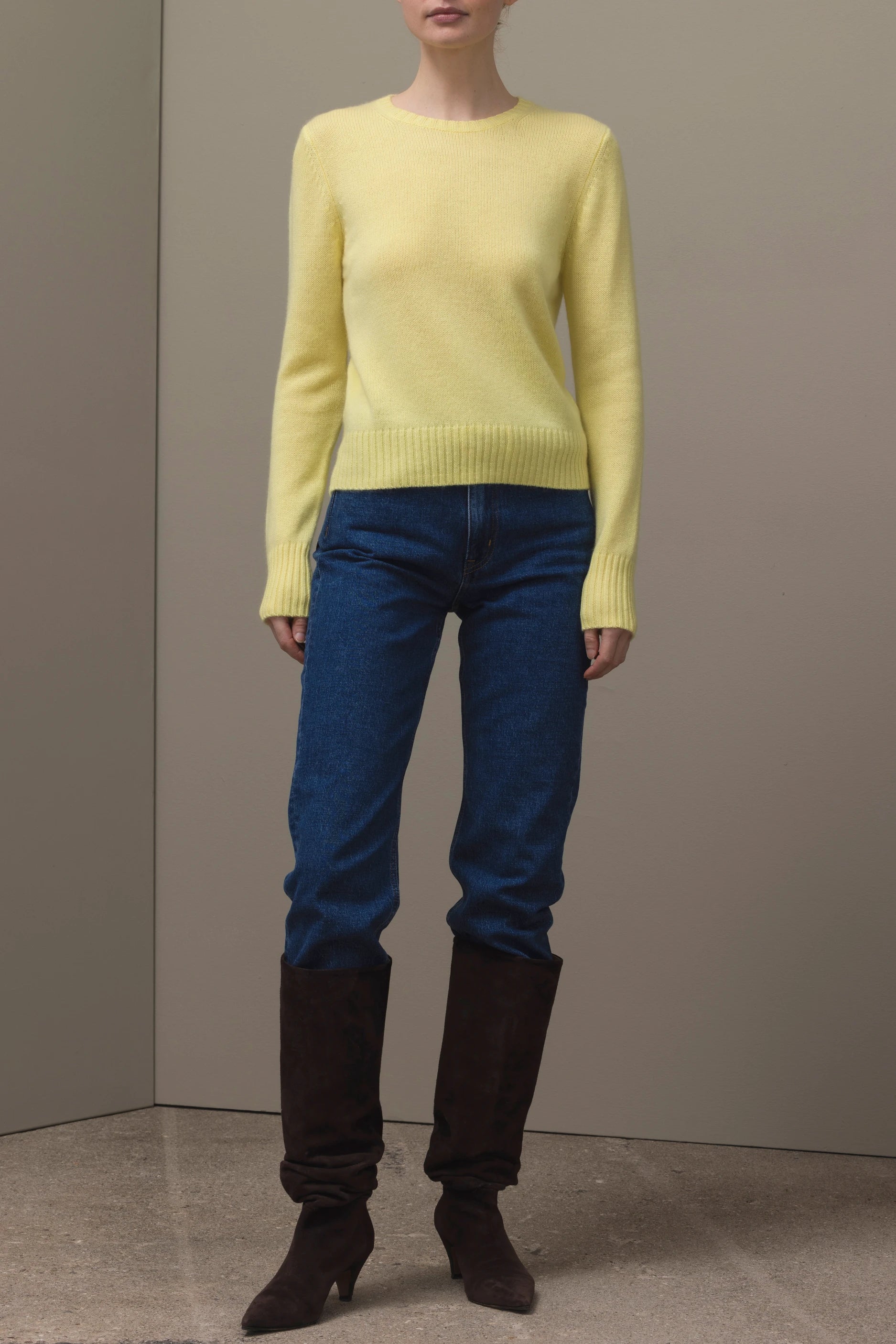 265-11233-20-S_1 - Allude - 100% Cashmere Active Cashmere Damen Fall/Winter 2026/2027 Gelb Langarm NEW Pullover Rundhals SAPG::265-11233