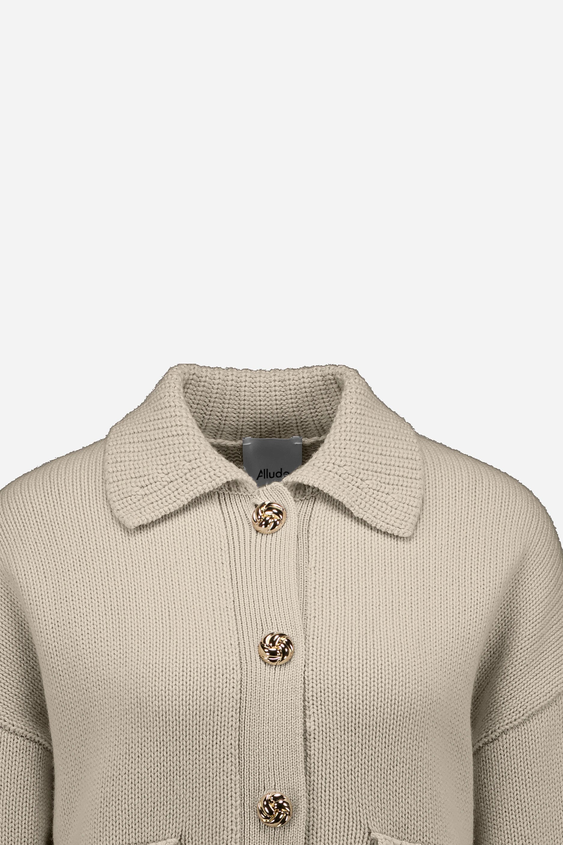265-17000-43-S_3 - Allude - 30% Cashmere 70% Wolle Active Beige Damen Fall/Winter 2026/2027 Langarm NEW SAPG::265-17000 Strickjacke Wolle
