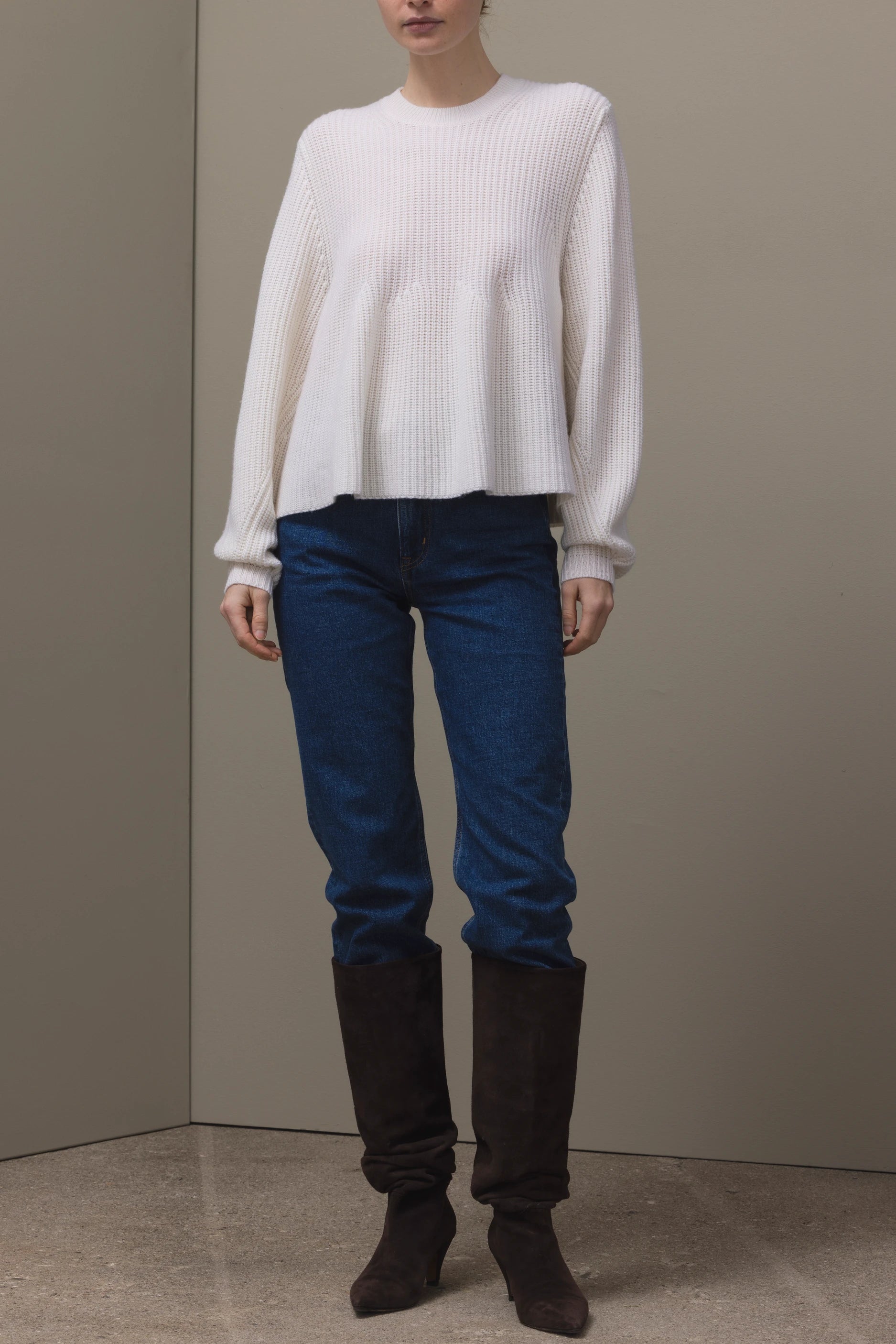 265-17034-40-S_1_d270ce6d-90b8-4b31-bb87-45295d793e29 - Allude - 30% Cashmere 70% Wolle Active Damen Fall/Winter 2026/2027 Langarm NEW Pullover Rundhals SAPG::265-17034 Weiß Wolle