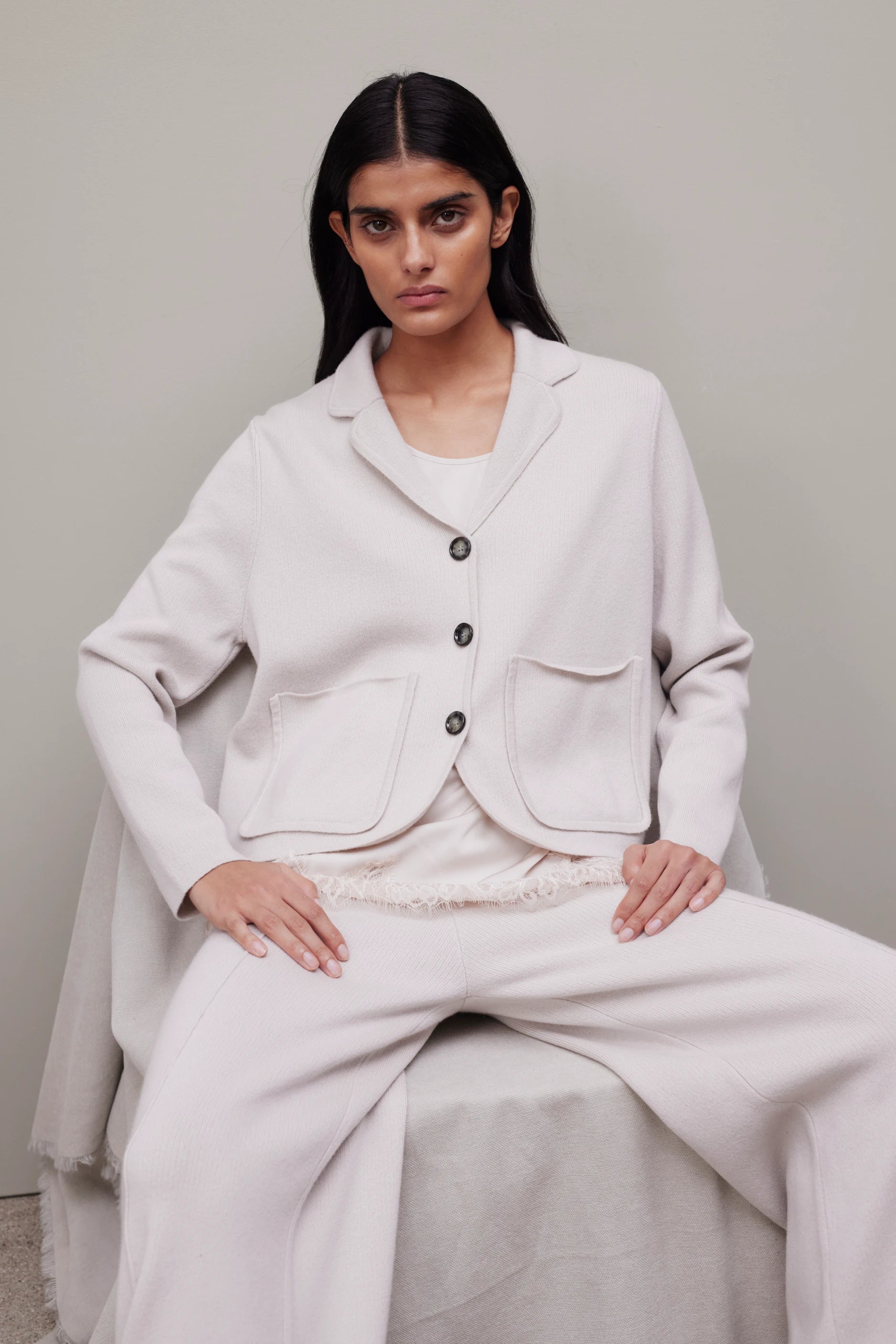 265-17052-43-S_9 - Allude - 30% Cashmere 70% Wolle Active Beige Damen Fall/Winter 2026/2027 Jacket Langarm NEW SAPG::265-17052 Wolle