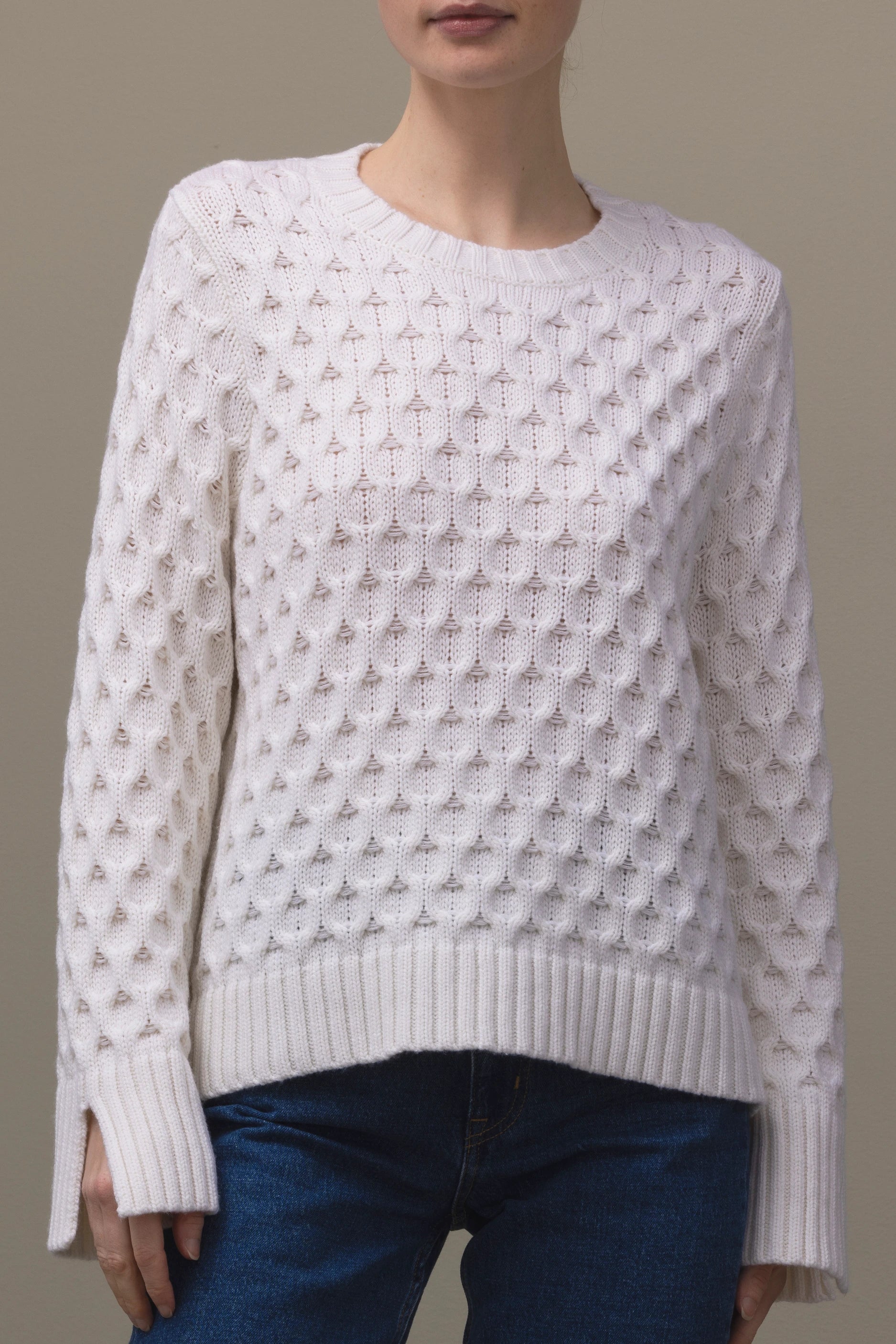 265-17091-40-S_2 - Allude - 30% Cashmere 70% Wolle Active Damen Fall/Winter 2026/2027 Langarm NEW Pullover Rundhals SAPG::265-17091 Weiß Wolle