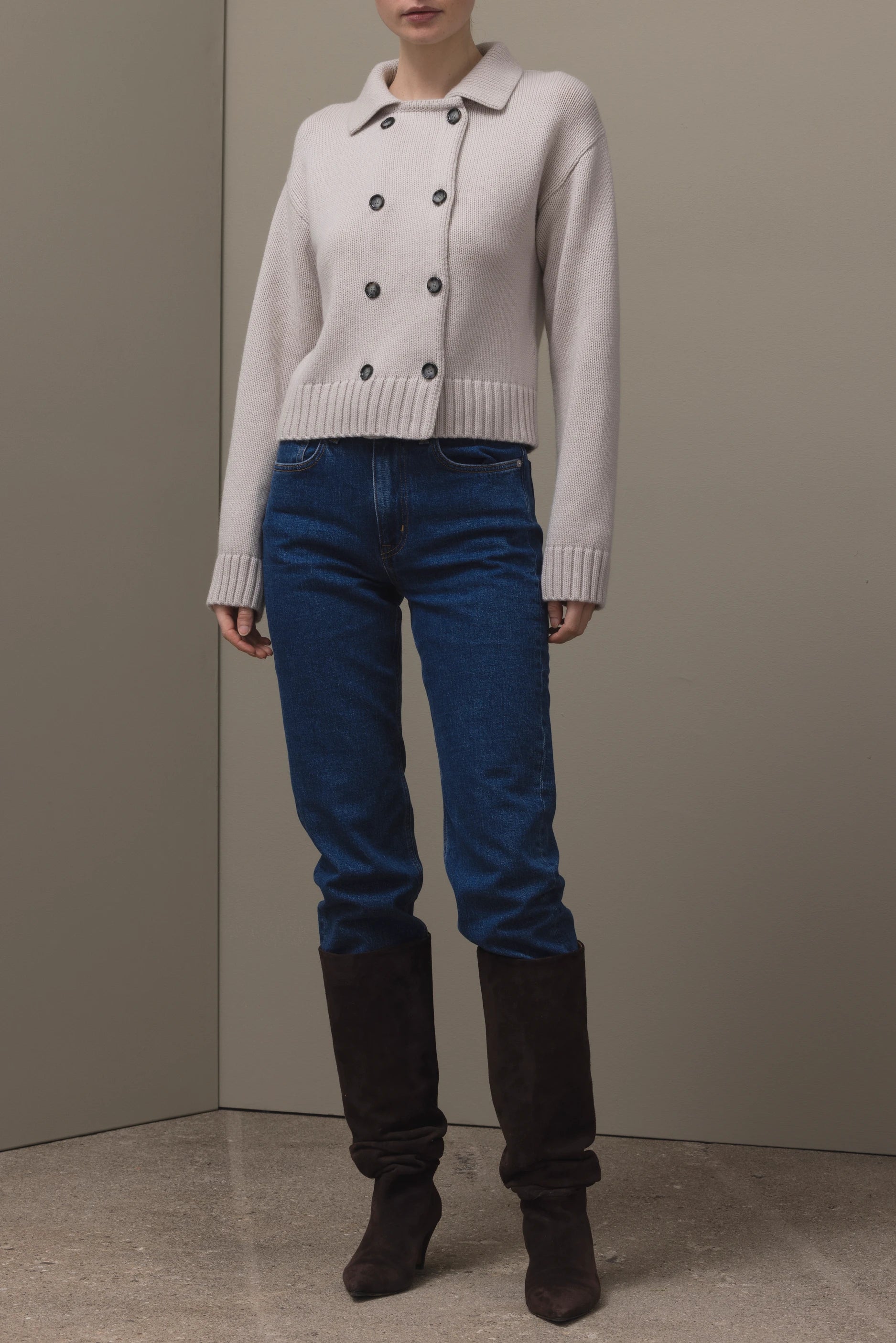 265-17100-43-S_1 - Allude - 30% Cashmere 70% Wolle Active Beige Damen Fall/Winter 2026/2027 Jacket Langarm NEW SAPG::265-17100 Wolle