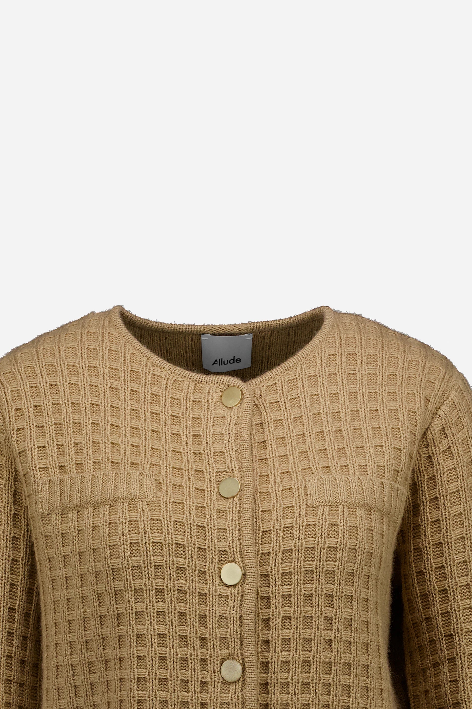 265-17113-45-S_3 - Allude - 30% Cashmere 70% Wolle Active Beige Damen Fall/Winter 2026/2027 Langarm NEW Rundhals SAPG::265-17113 Strickjacke Wolle