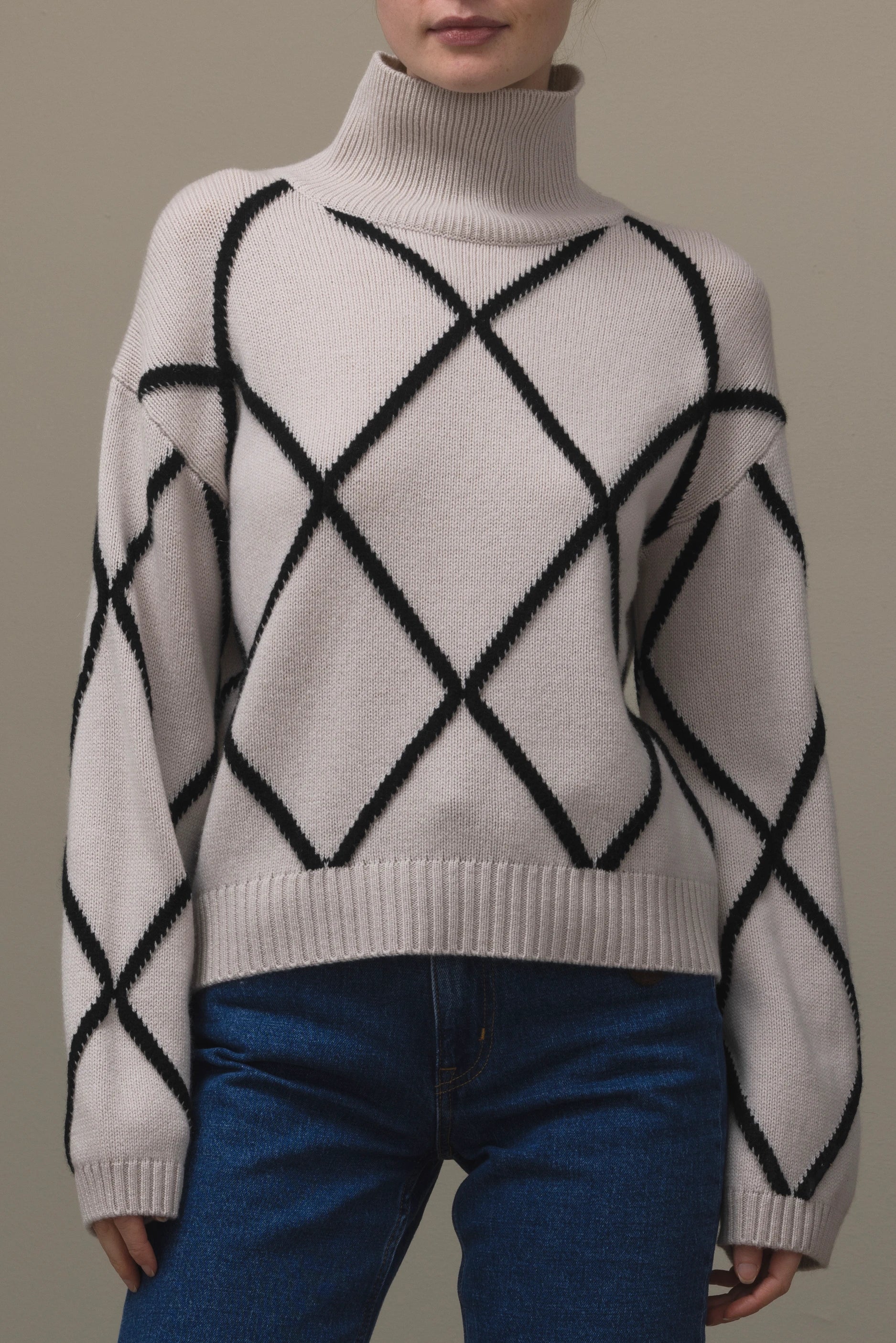 265-17660-43-S_3 - Allude - 30% Cashmere 70% Wolle Active Beige Damen Fall/Winter 2026/2027 Langarm NEW Pullover SAPG::265-17660 Stehkragen Wolle
