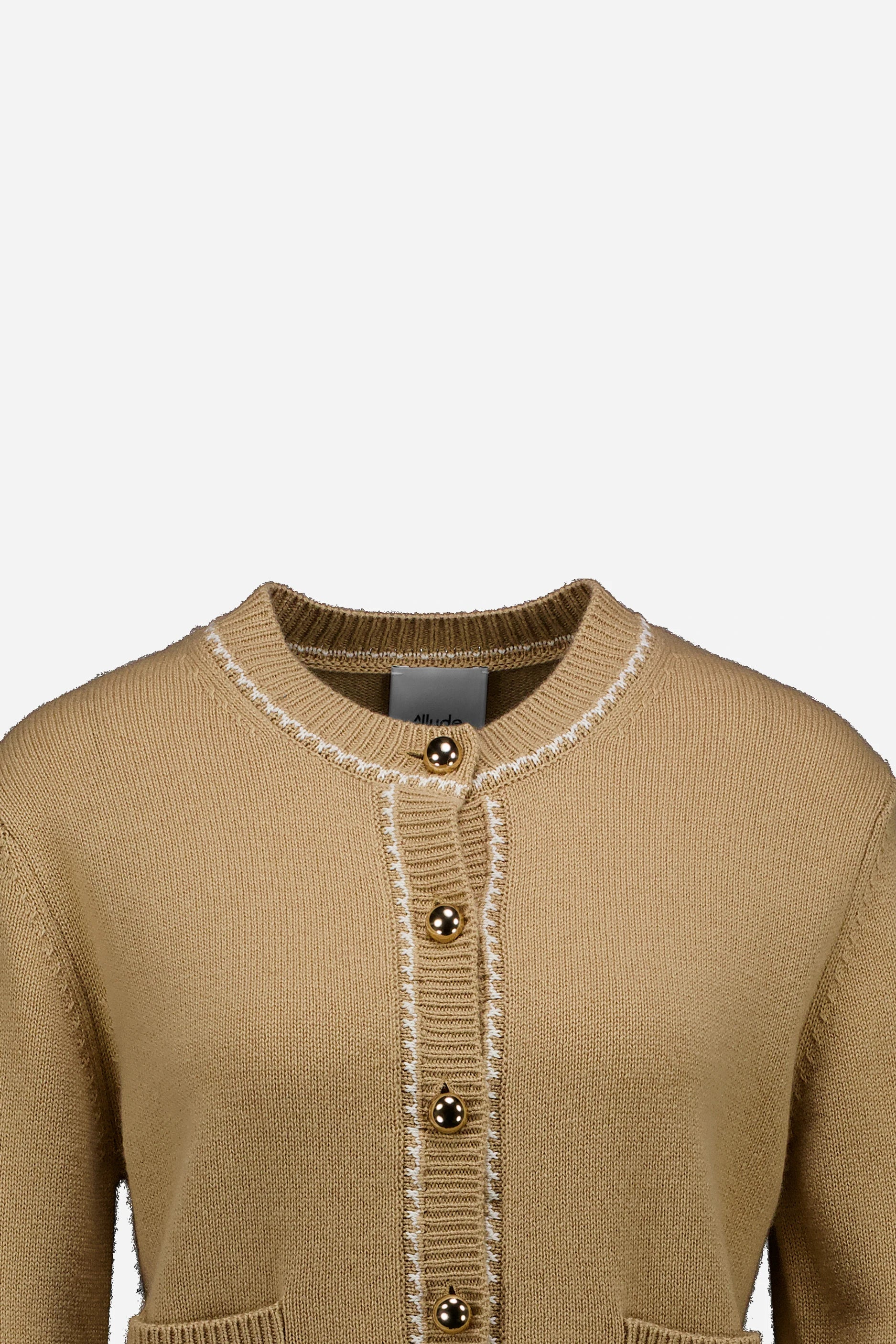 265-17711-4540-S_3 - Allude - 30% Cashmere 70% Wolle Active Beige Damen Fall/Winter 2026/2027 Langarm NEW Rundhals SAPG::265-17711 Strickjacke Wolle