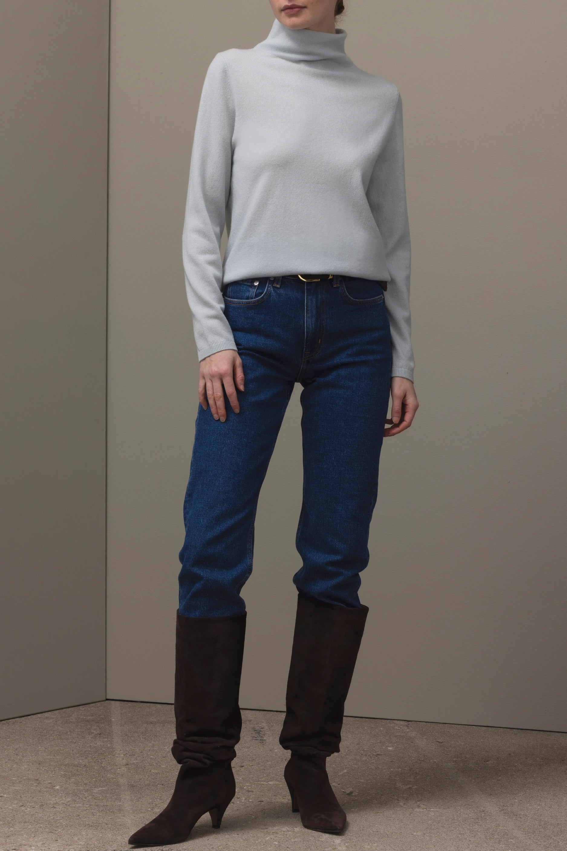 265-17732-30-S_1 - Allude - 30% Cashmere 70% Wolle Active Damen Fall/Winter 2026/2027 Grün Langarm NEW Pullover SAPG::265-17732 Stehkragen Wolle