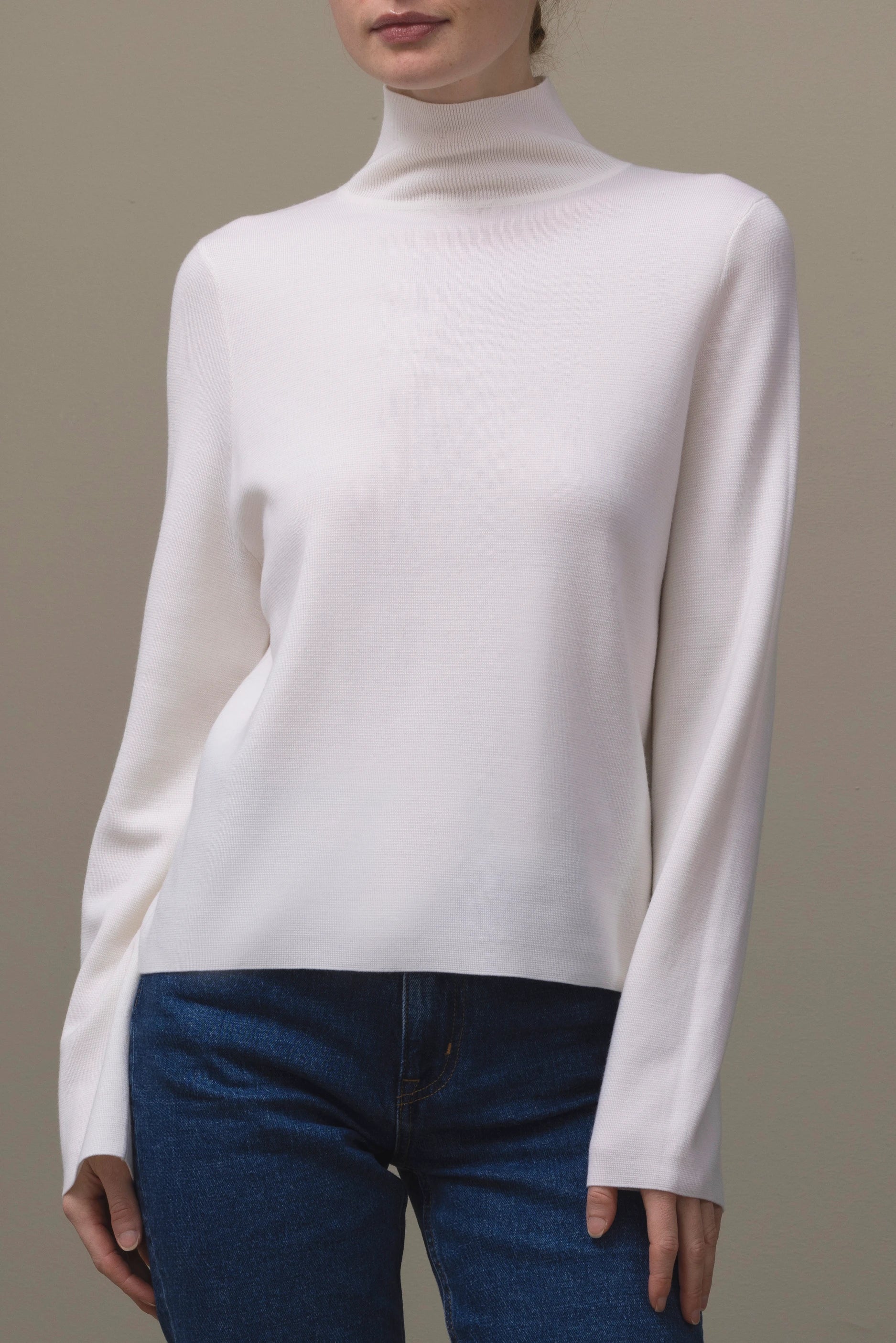 265-64041-440-S_2_144410fe-5a45-4527-9b45-516ca0917bfb - Allude - 100% Wolle (Merino) Active Damen Fall/Winter 2026/2027 Halbarm NEW Pullover SAPG::265-64041 Stehkragen Weiß Wolle