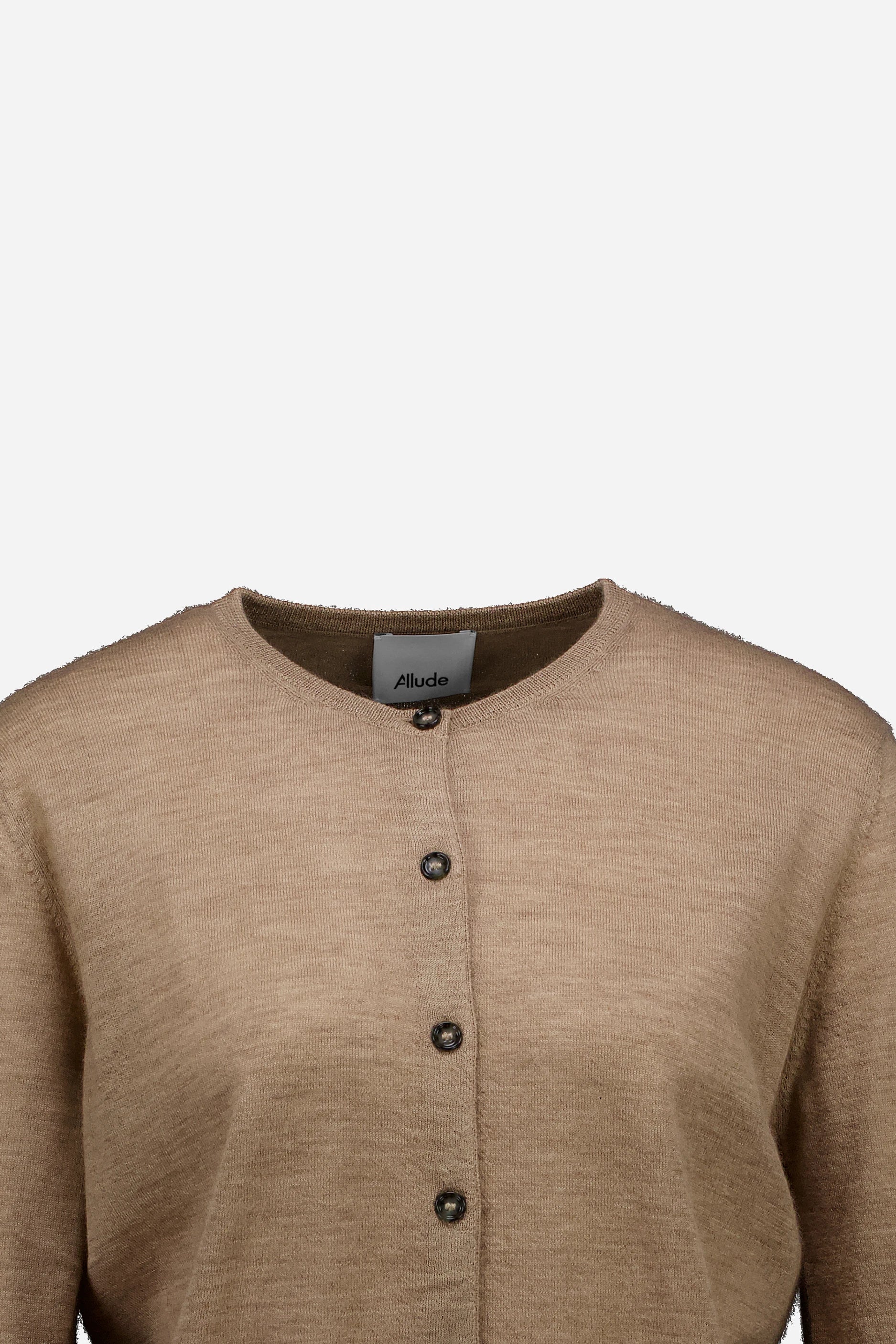 265-70002-46-S_3 - Allude - 100% Cashmere Active Beige Cashmere Damen Fall/Winter 2026/2027 Halbarm NEW Rundhals SAPG::265-70002 Strickjacke