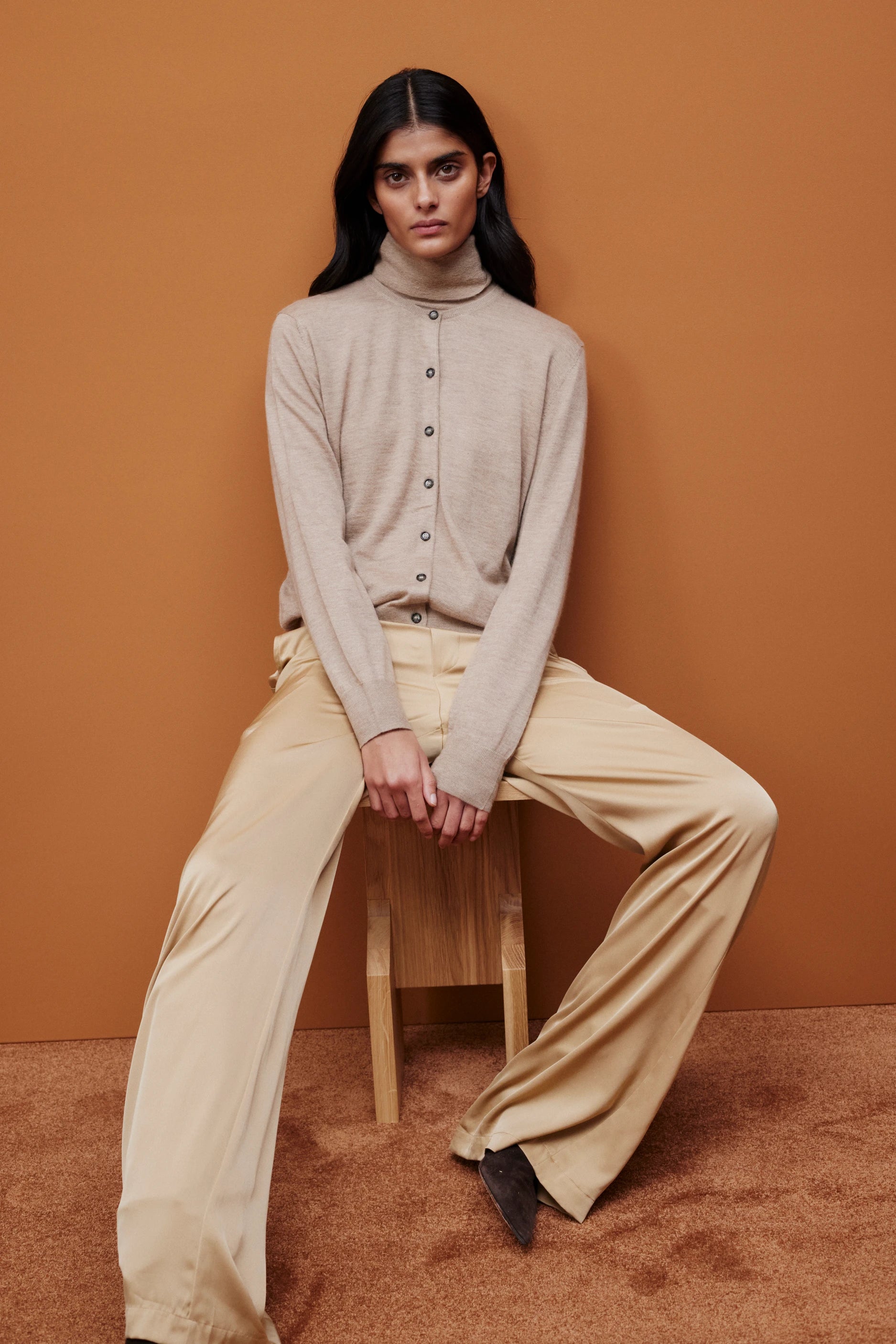 265-70004-46-S_8 - Allude - 100% Cashmere Active Beige Cashmere Damen Fall/Winter 2026/2027 Halbarm NEW Pullover Rollkragen SAPG::265-70004