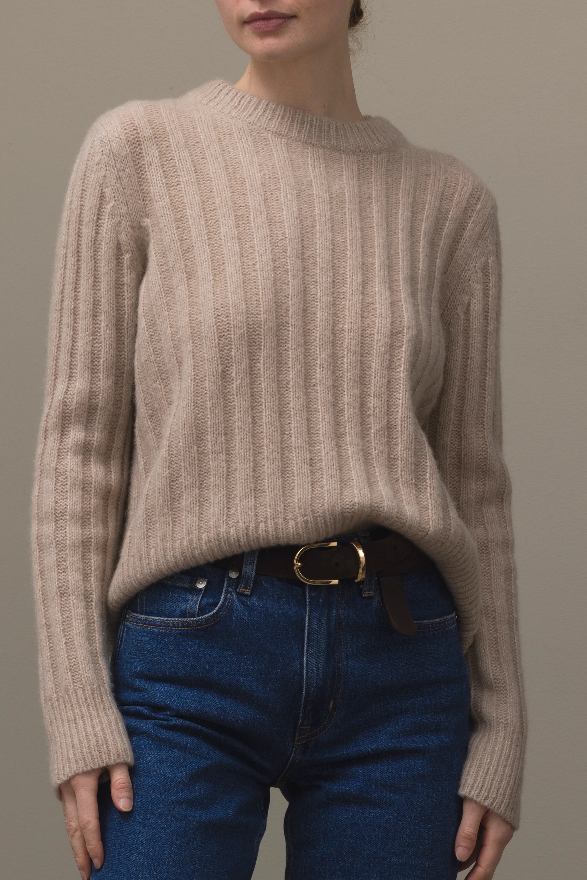 265-77030-48-S_2 - Allude - 25% Seide 75% Cashmere Active Beige Cashmere Damen Fall/Winter 2026/2027 Langarm NEW Pullover Rundhals SAPG::265-77030