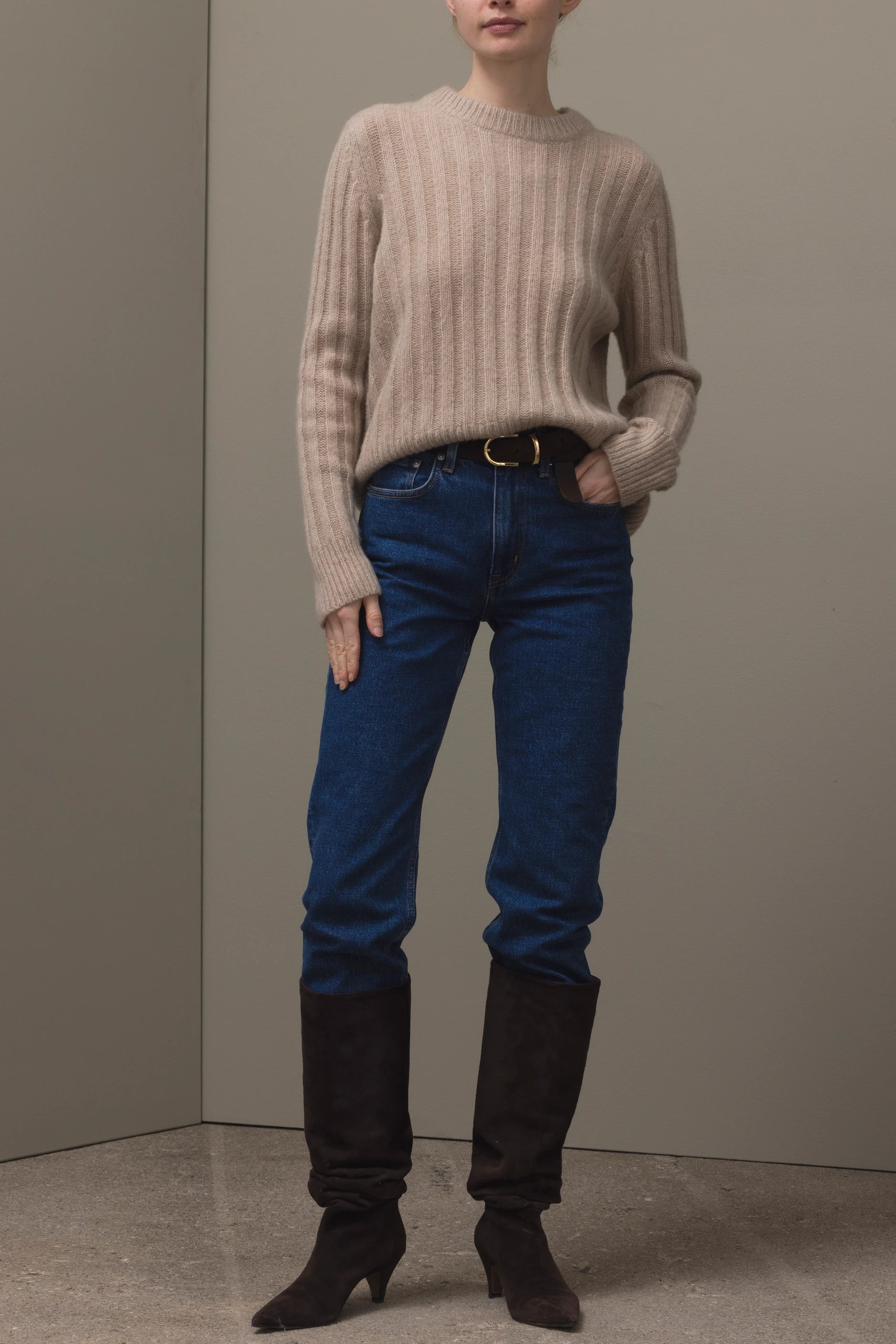265-77030-48-S_3 - Allude - 25% Seide 75% Cashmere Active Beige Cashmere Damen Fall/Winter 2026/2027 Langarm NEW Pullover Rundhals SAPG::265-77030