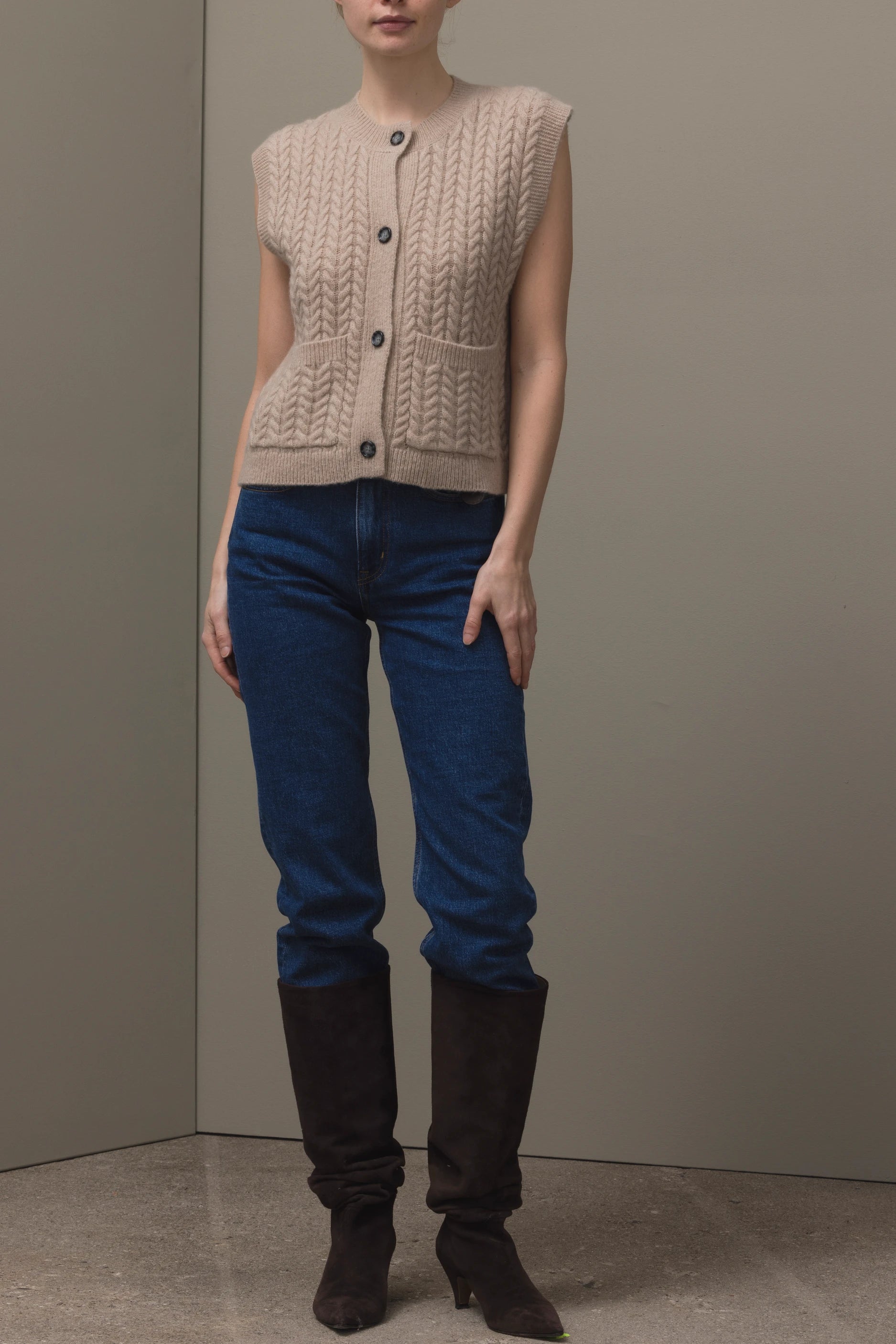 265-77081-48-S_1 - Allude - 25% Seide 75% Cashmere Active Beige Cashmere Damen Fall/Winter 2026/2027 NEW SAPG::265-77081 Weste