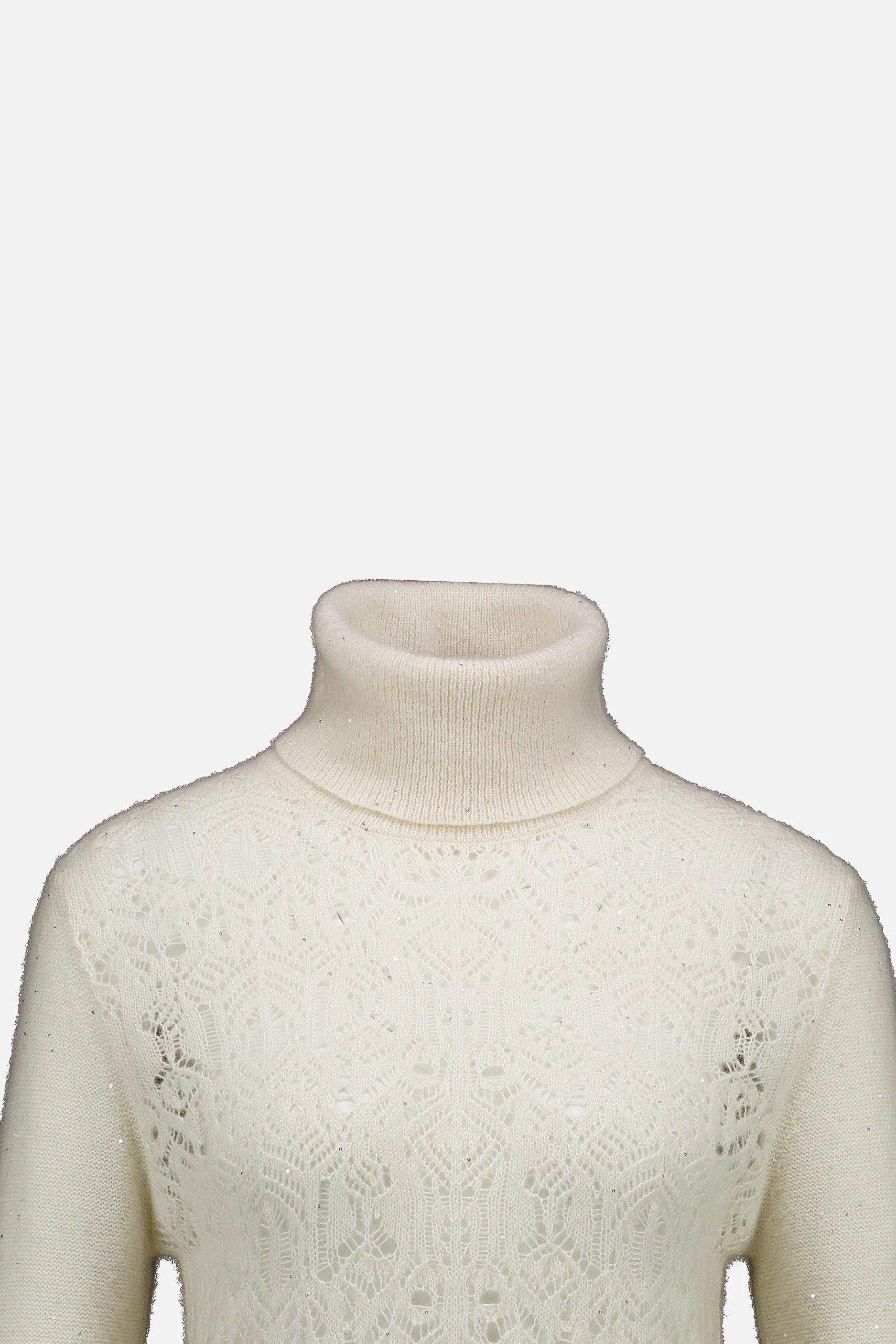265-77111-40-S_3 - Allude - 1% Sequens 39 % Silk 60% Cashmere Active Cashmere Damen Fall/Winter 2026/2027 Halbarm NEW Pullover Rollkragen SAPG::265-77111 Weiß
