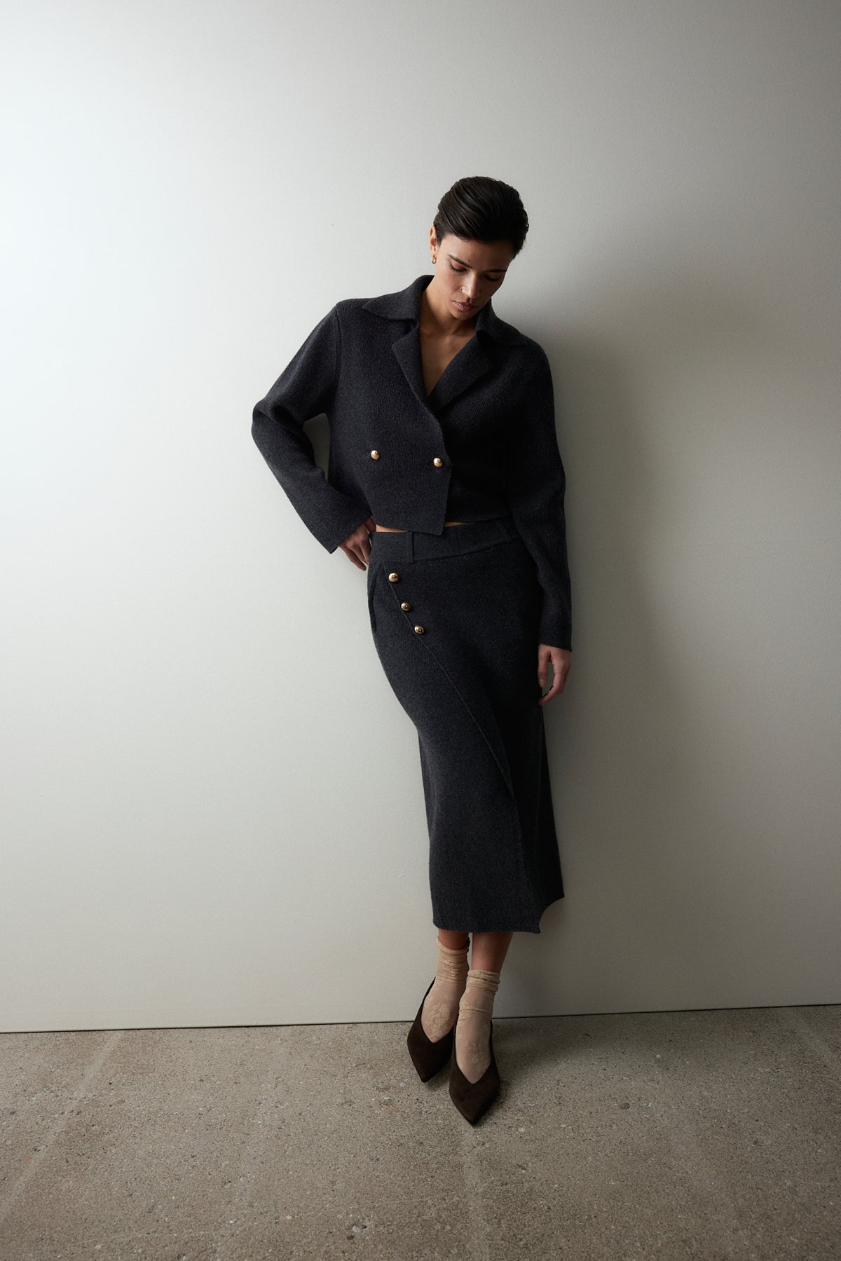 Woll-Mischung Blazer in Grau