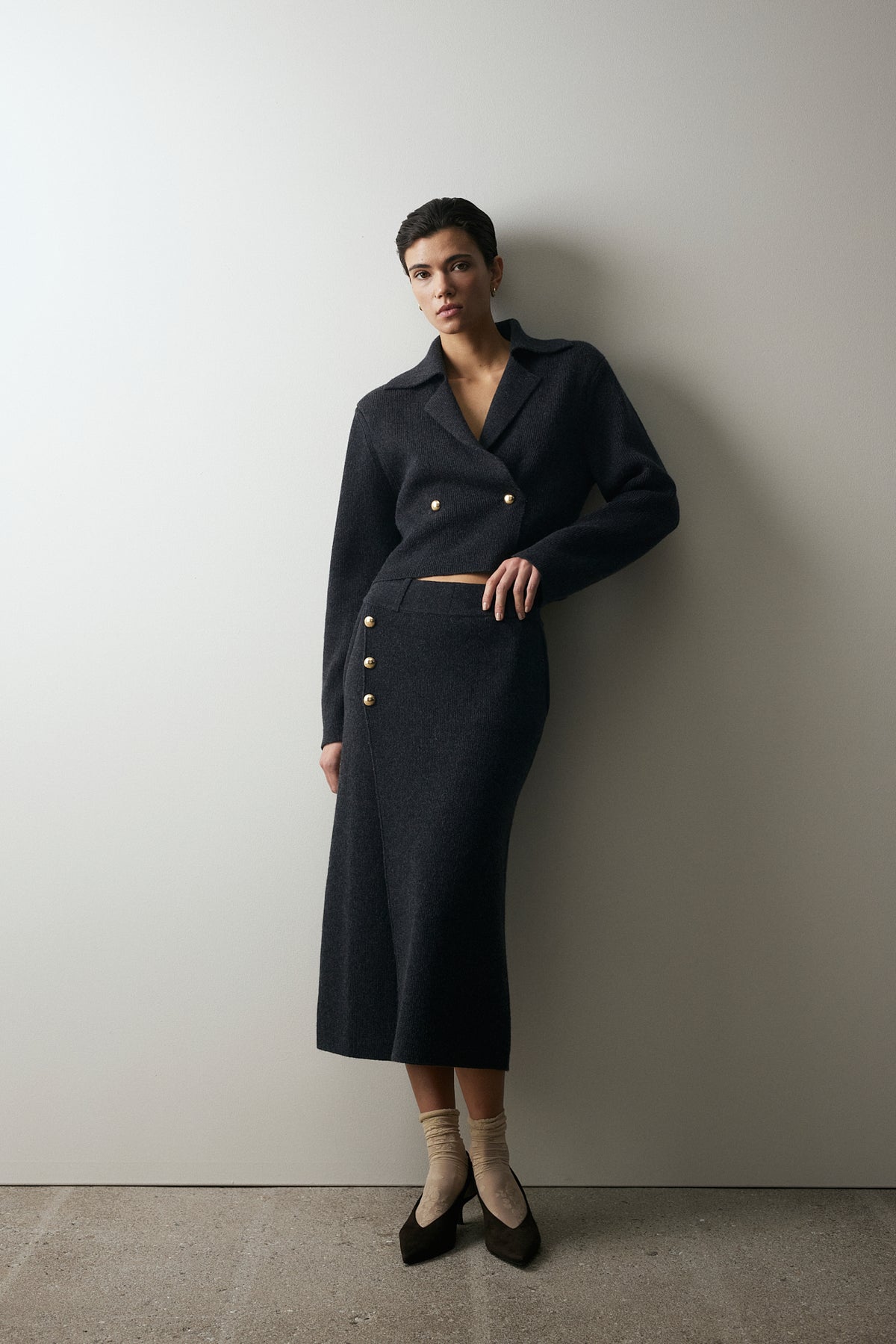 Woll-Mischung Blazer in Grau