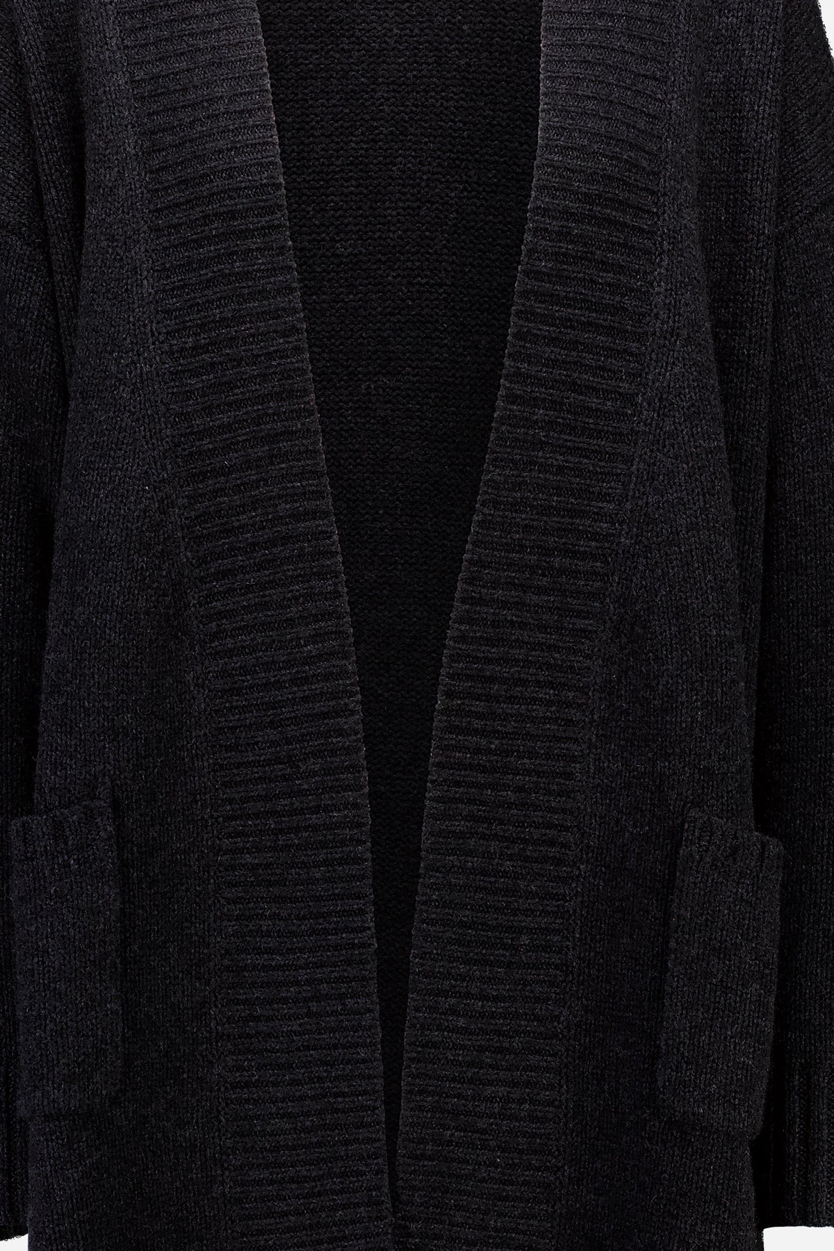 Woll-Mischung Strickjacke in Grau