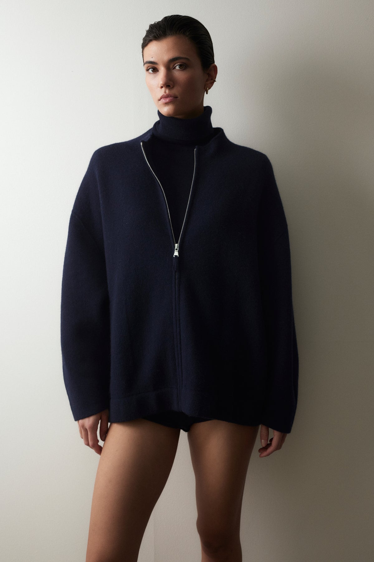Woll-Mischung Body in Navy