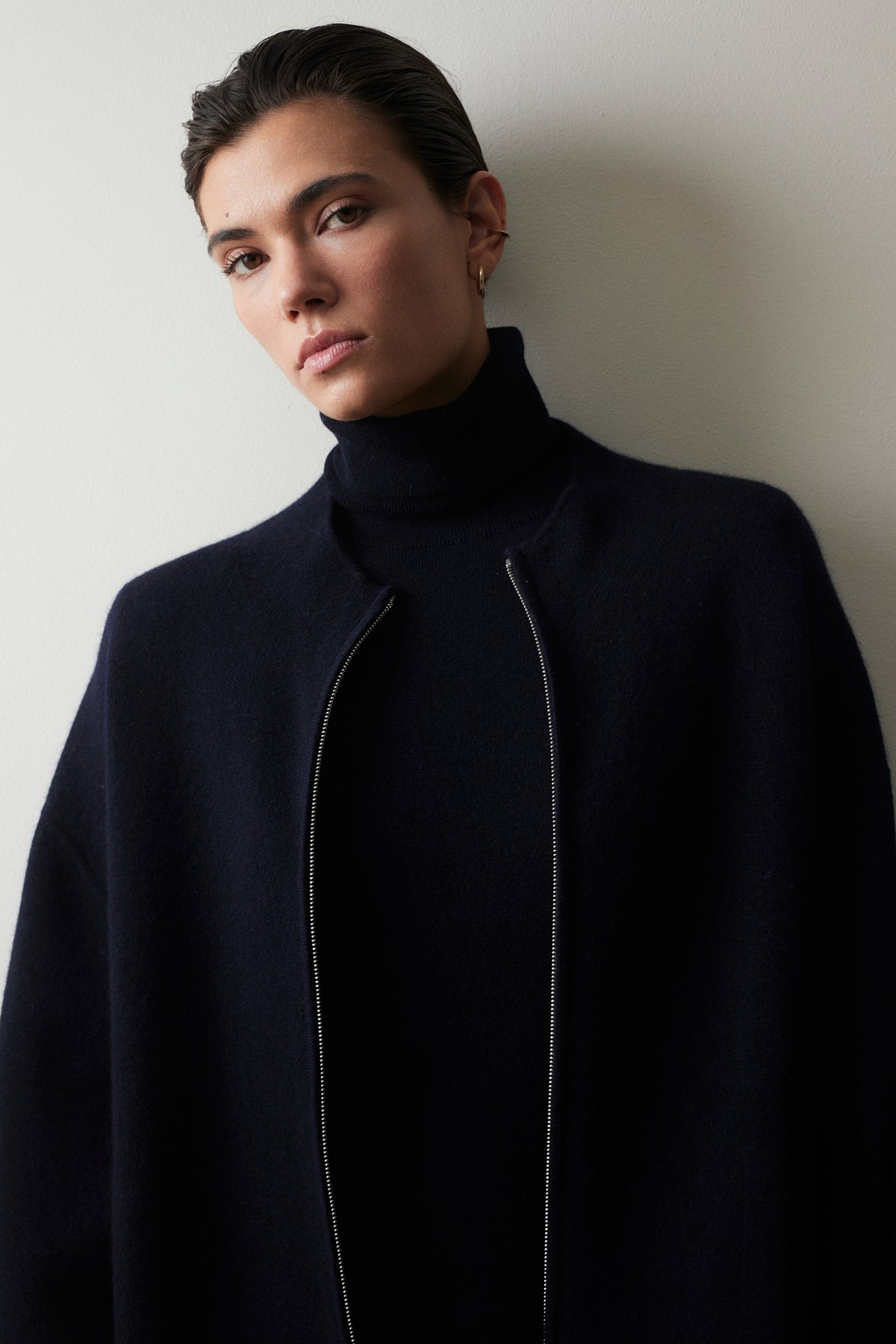 Woll-Mischung Body in Navy