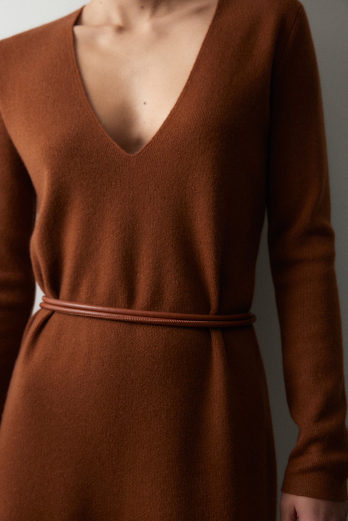 Woll-Mischung Kleid in Beige