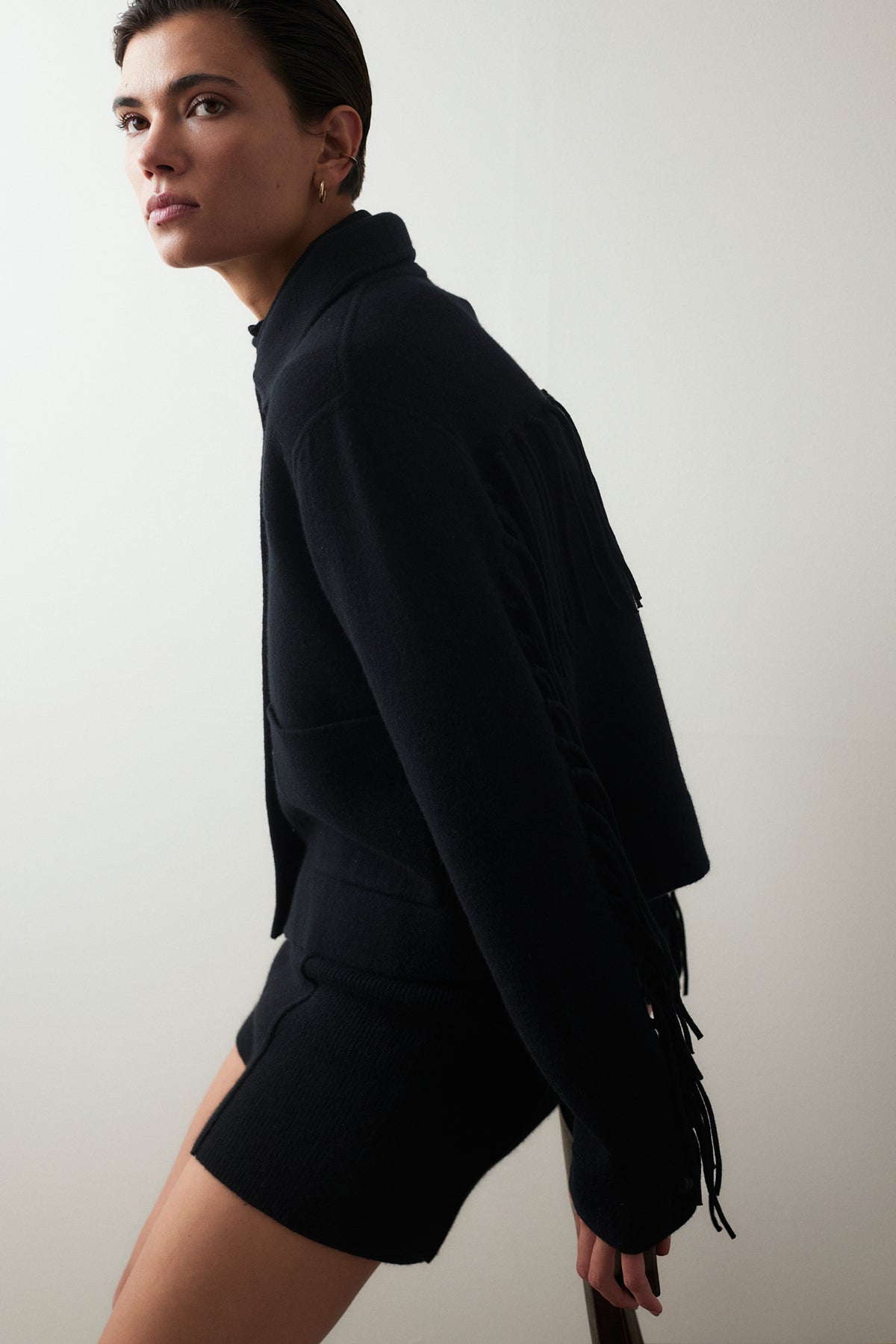 Woll-Mischung Jacket in Schwarz