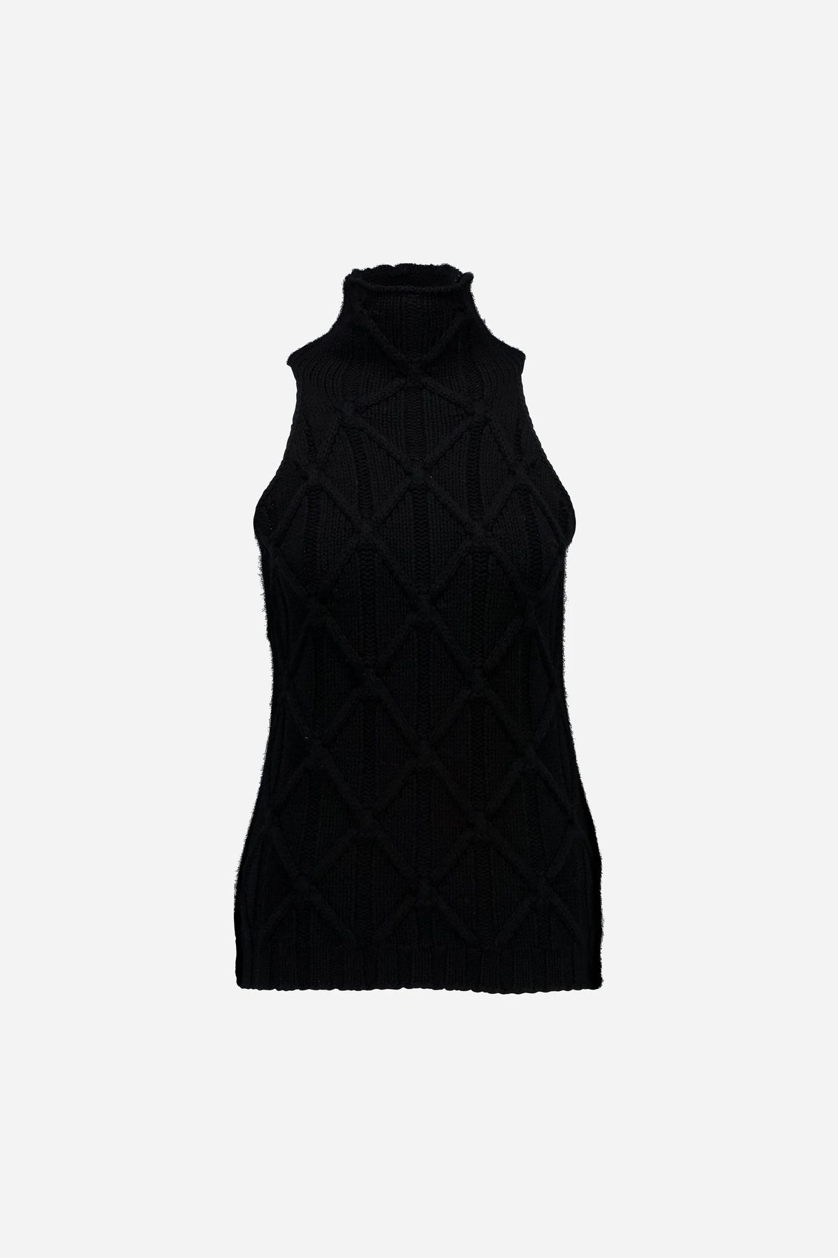 Woll-Mischung Top in Schwarz