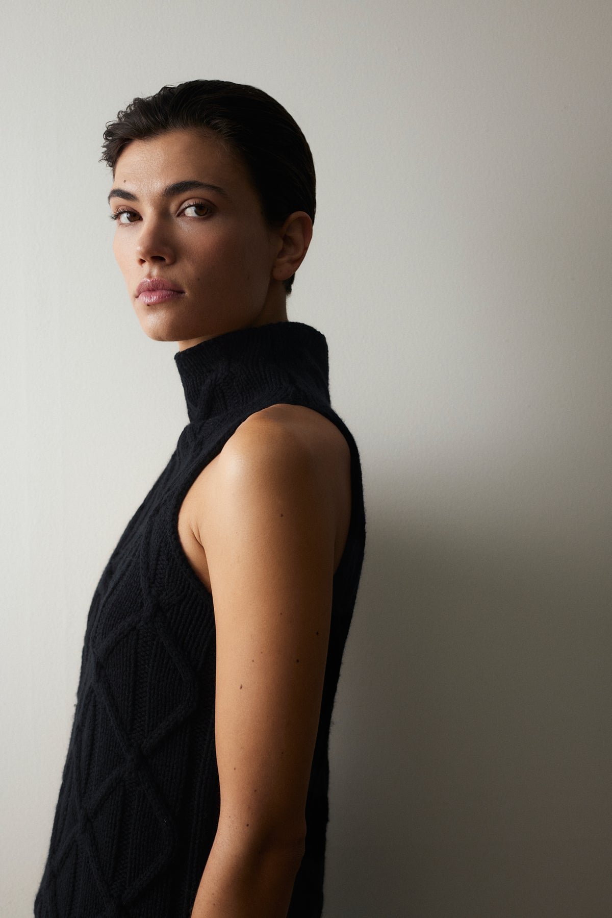 Woll-Mischung Top in Schwarz