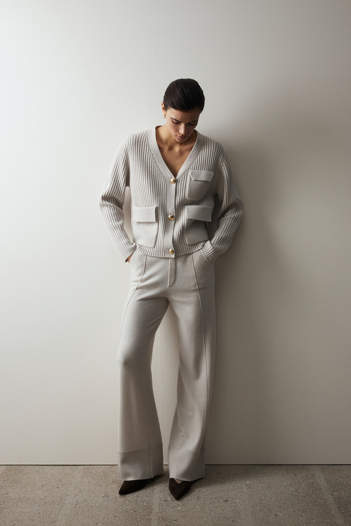 Woll-Mischung Hose in Grau