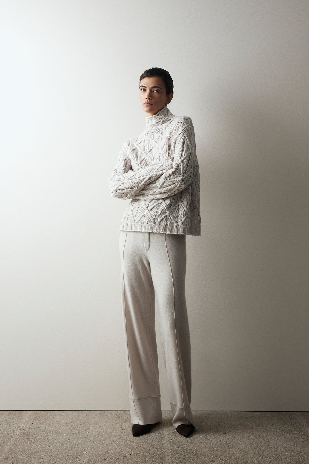 Woll-Mischung Hose in Beige
